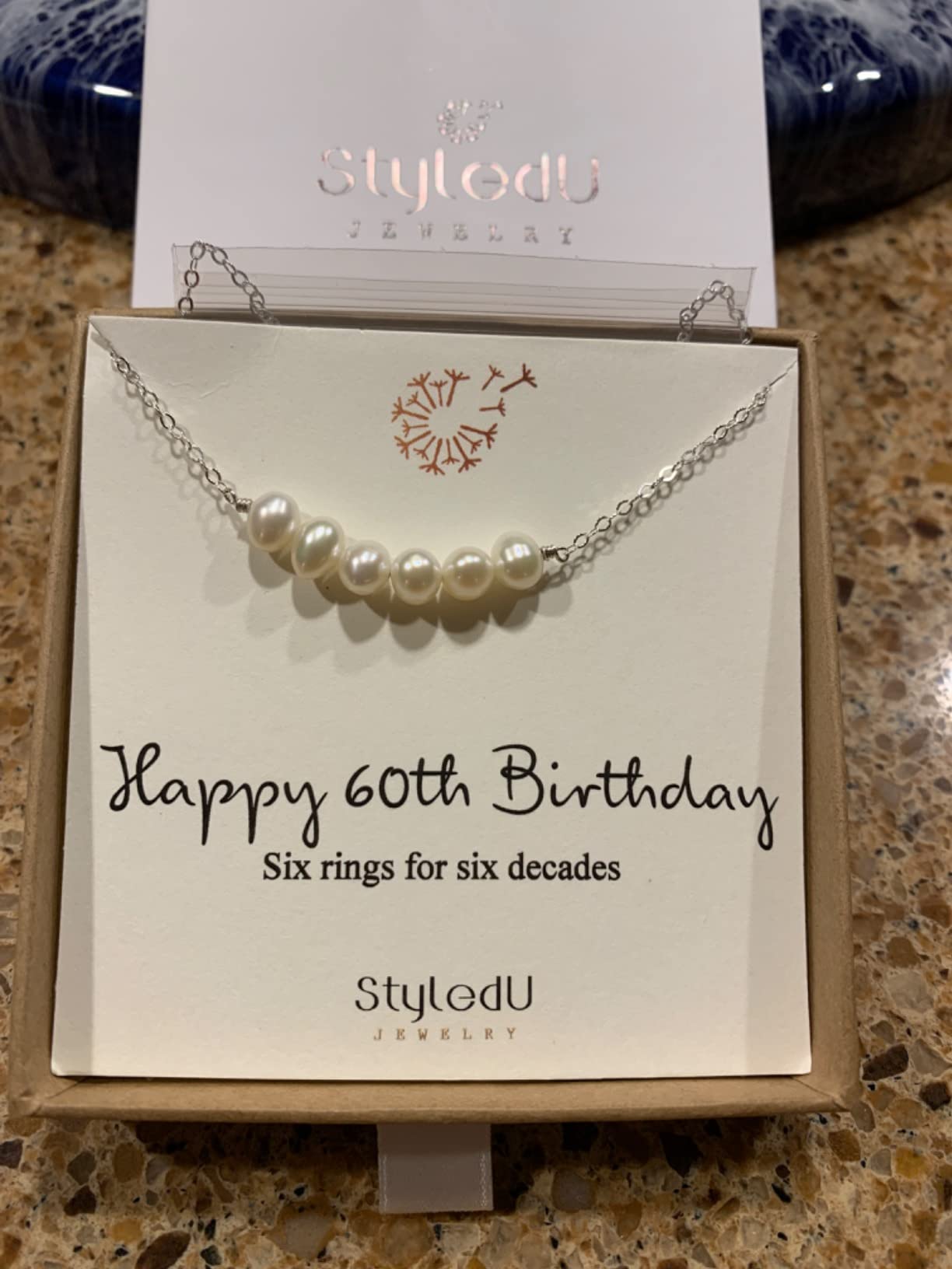Milestone Birthday Necklace - Sterling Silver & Freshwater Pearl Bar Necklace, Elegant Jewelry Gift for Women - 40th, 50th, 60th, 70th Birthday Present, Handmade Meaningful Keepsake - Customer Photo 1