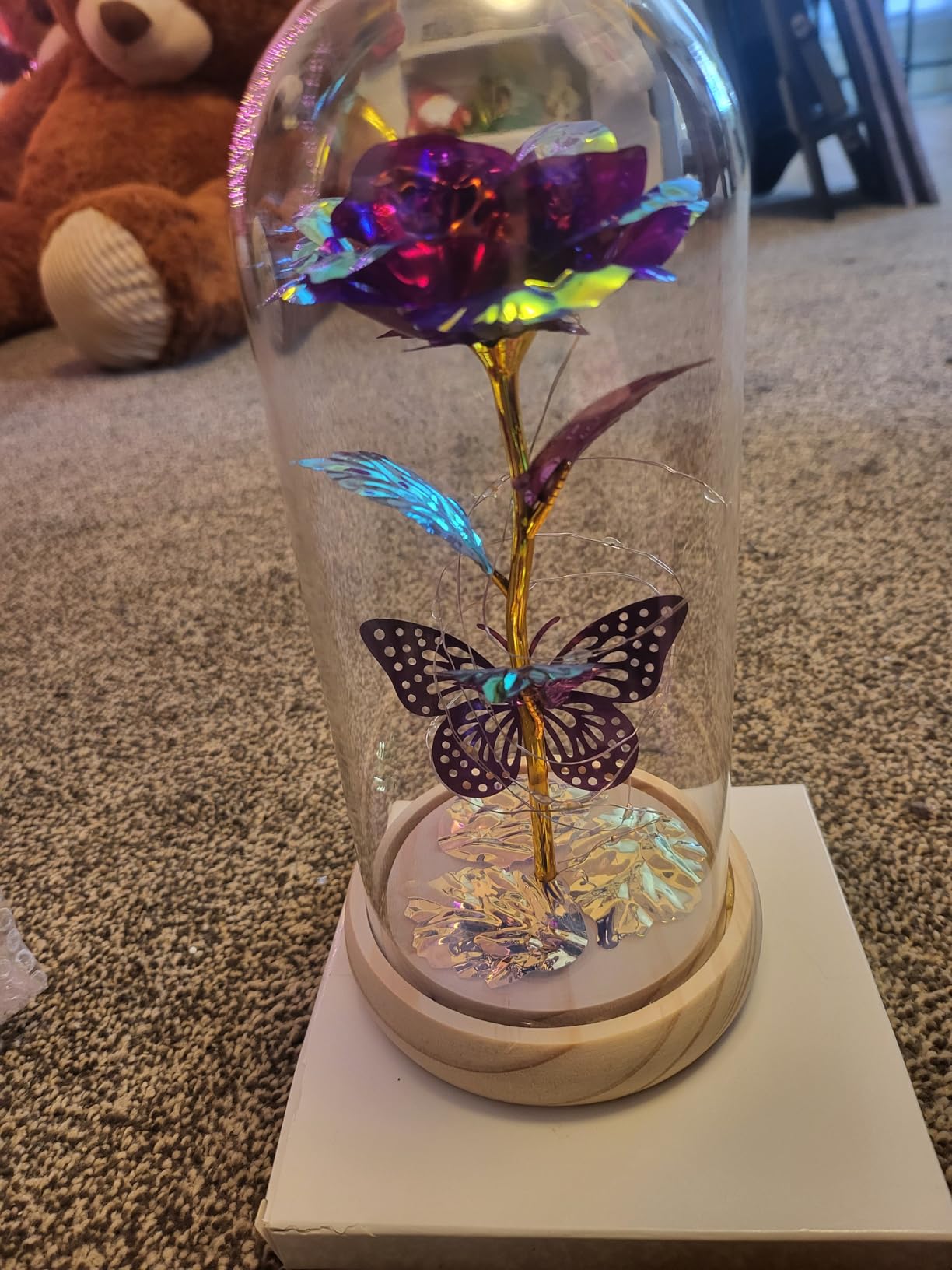 QUNPON Gifts for Women Christmas Rose Gifts Flowers for Women,Birthday Gifts for Women,Womens Gifts for Christmas,Purple Butterfly for Mom Grandma,Sister,Her,Wife,Valentines Day - Customer Photo 1