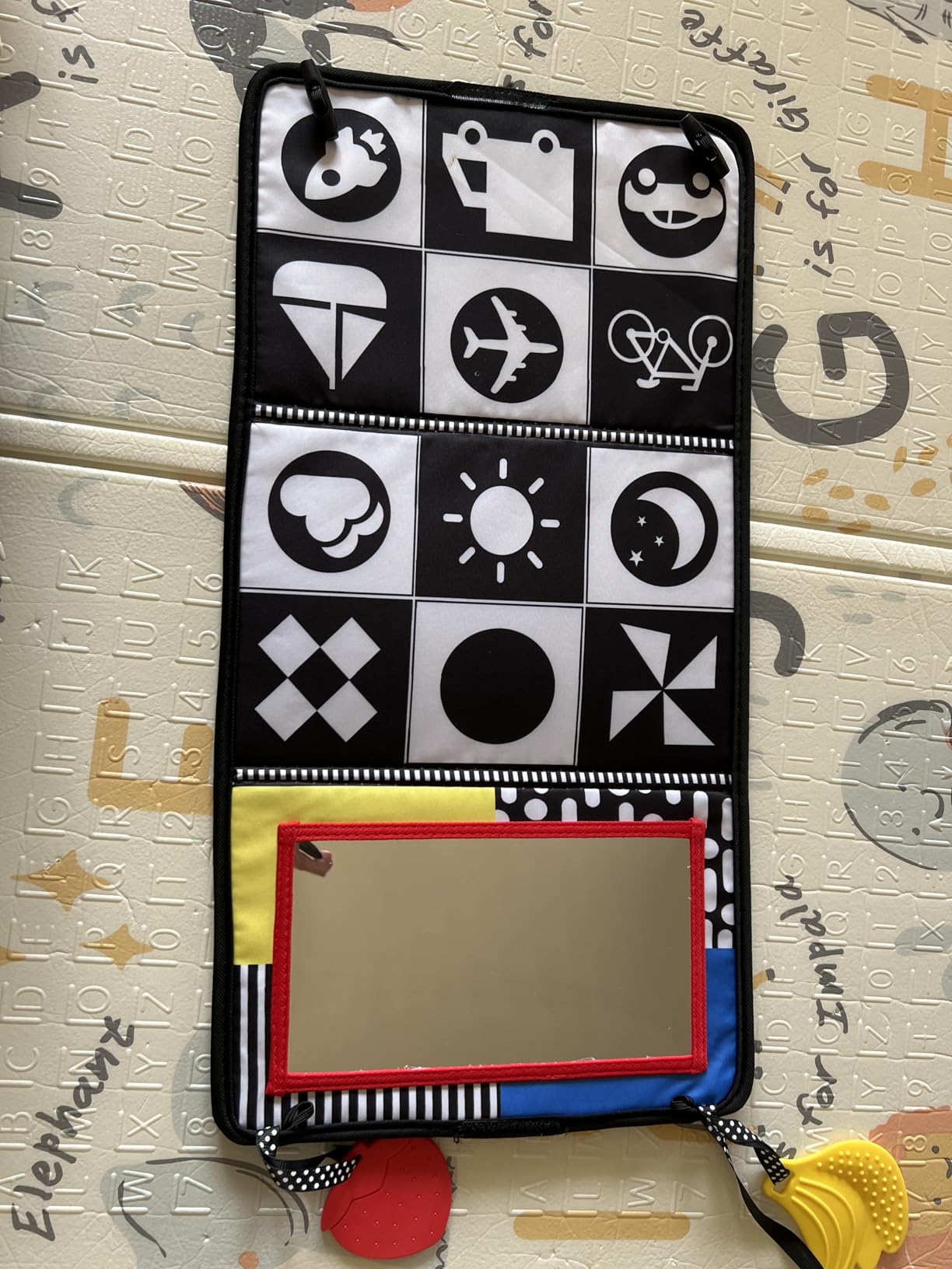 Tummy Time Baby Mirror Infant Toys Newborn 0 3 Months Brain Development with Crinkle Cloth Book Teether Black and White High Contrast Baby Toys 2 4 5 0-6 Month Boys Girls Sensory Activity Shower Gifts - Customer Photo 2