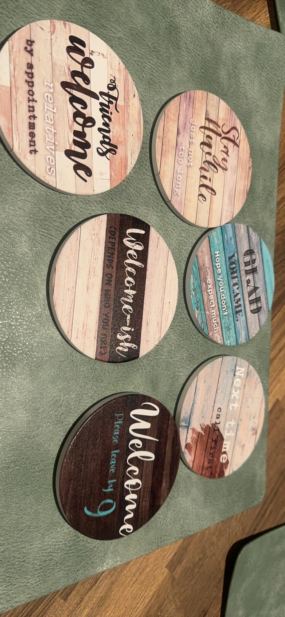 Funny Coasters - House Warming Gifts New Home - Housewarming Gifts for Women, Men, Couple, New Homeowner - Farmhouse Bar Coasters for Drinks with Holder - First Apartment Essentials - Customer Photo 1