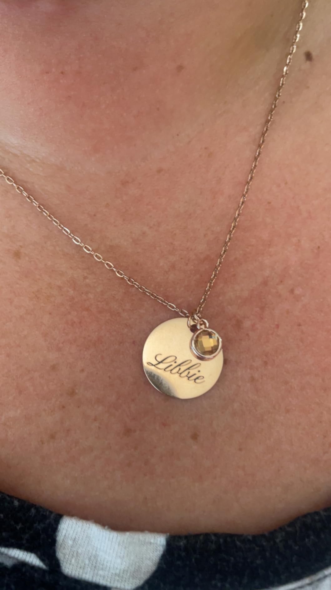MignonandMignon Birthstone Name Necklace Personalized Gifts for Women Jewelry for Mom Gold Plated Pendant Charm, Custom Grandma Birthday Holiday Gifts -CN-BS-SH - Customer Photo 1