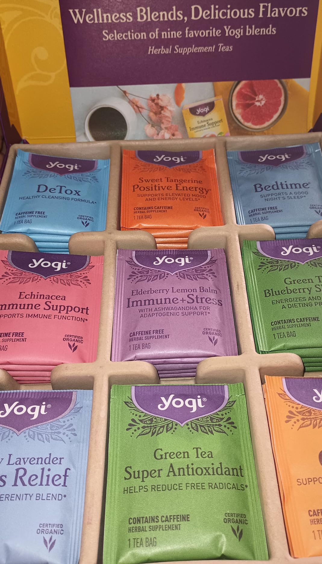 Yogi Organic Tea Sampler Gift Box (45 Tea Bags) Assorted Delicious Wellness Blends - 9 Favorite Herbal, Green & Black Varieties Customer Review Yogi Organic Tea Sampler Gift Box (45 Tea Bags) Assorted Delicious Wellness Blends - 9 Favorite Herbal, Green & Black Varieties - Customer Photo 3