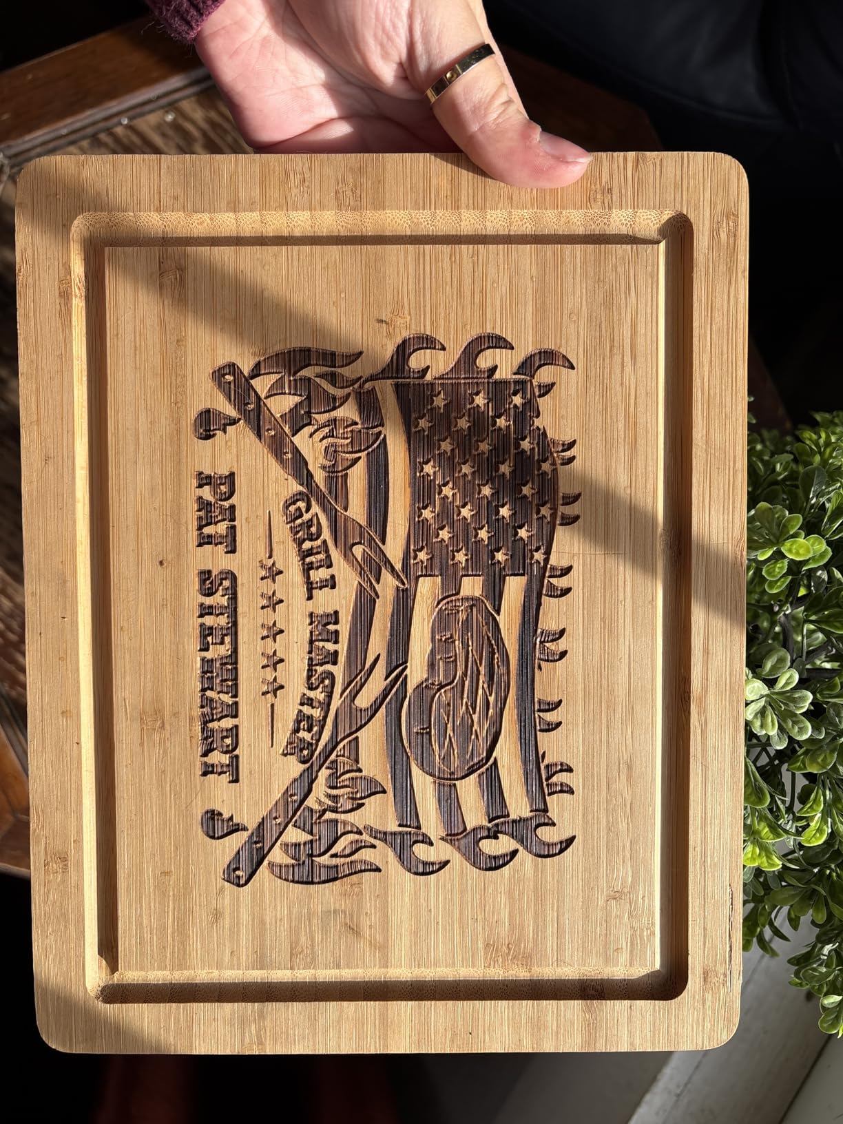 Personalized Grill Cutting Board, Grilling Gift For Men and BBQ Masters, Mens Best Anniversary, Father's Day or Birthday Gift for Men or Husband, Wood Engraved Gifts for Dad - Customer Photo 2