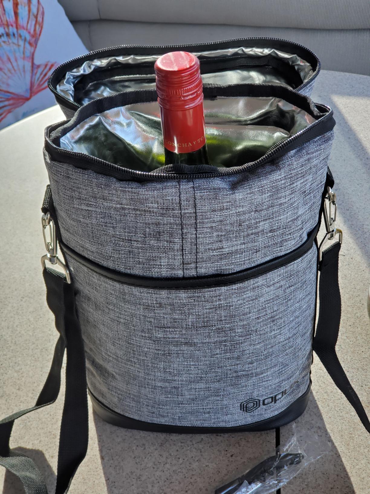 opux 2 Bottle Wine Carrier Tote, Insulated Leakproof Wine Cooler Bag, Wine Travel Bag Tote for Picnic Beach, Portable Wine Bottle Carrying Case, Gift for Wine Lover Women Men Christmas, Cream Beige Customer Review opux 2 Bottle Wine Carrier Tote, Insulated Leakproof Wine Cooler Bag, Wine Travel Bag Tote for Picnic Beach, Portable Wine Bottle Carrying Case, Gift for Wine Lover Women Men Christmas, Cream Beige - Customer Photo 4
