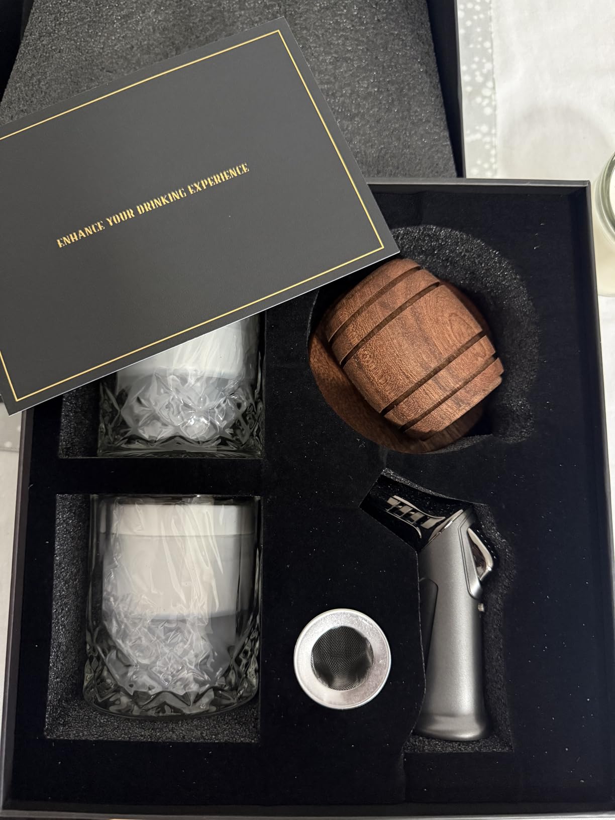 Whiskey Smoker Kit with Torch - 6 Flavors Wood Chips, 2 Glasses, 2 Ice Ball Molds - Cocktail Smoker Infuser Kit, Old Fashioned Drink Smoker Kit, Birthday Bourbon Whiskey Gifts for Men,Dad(NO Butane) - Customer Photo 2