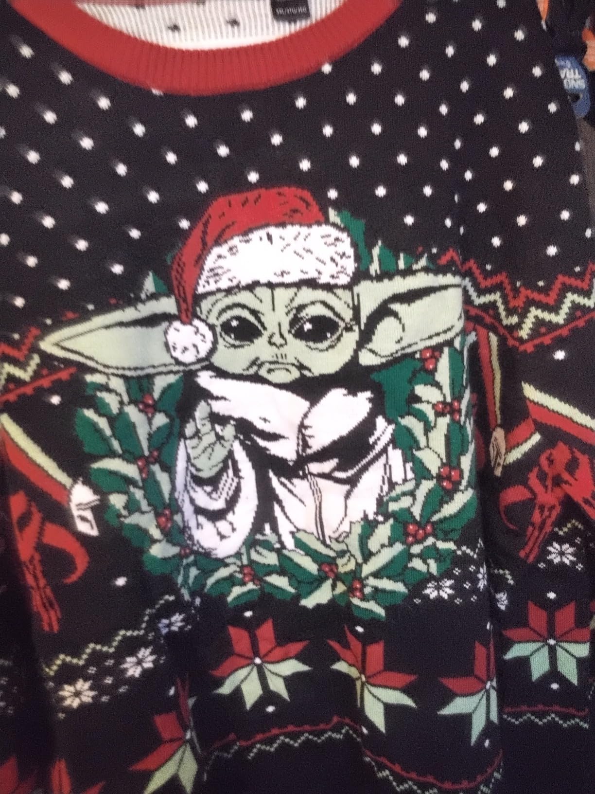 Star Wars The Mandalorian Grogu Wreath Holiday Christmas Sweater Licensed - Customer Photo 1