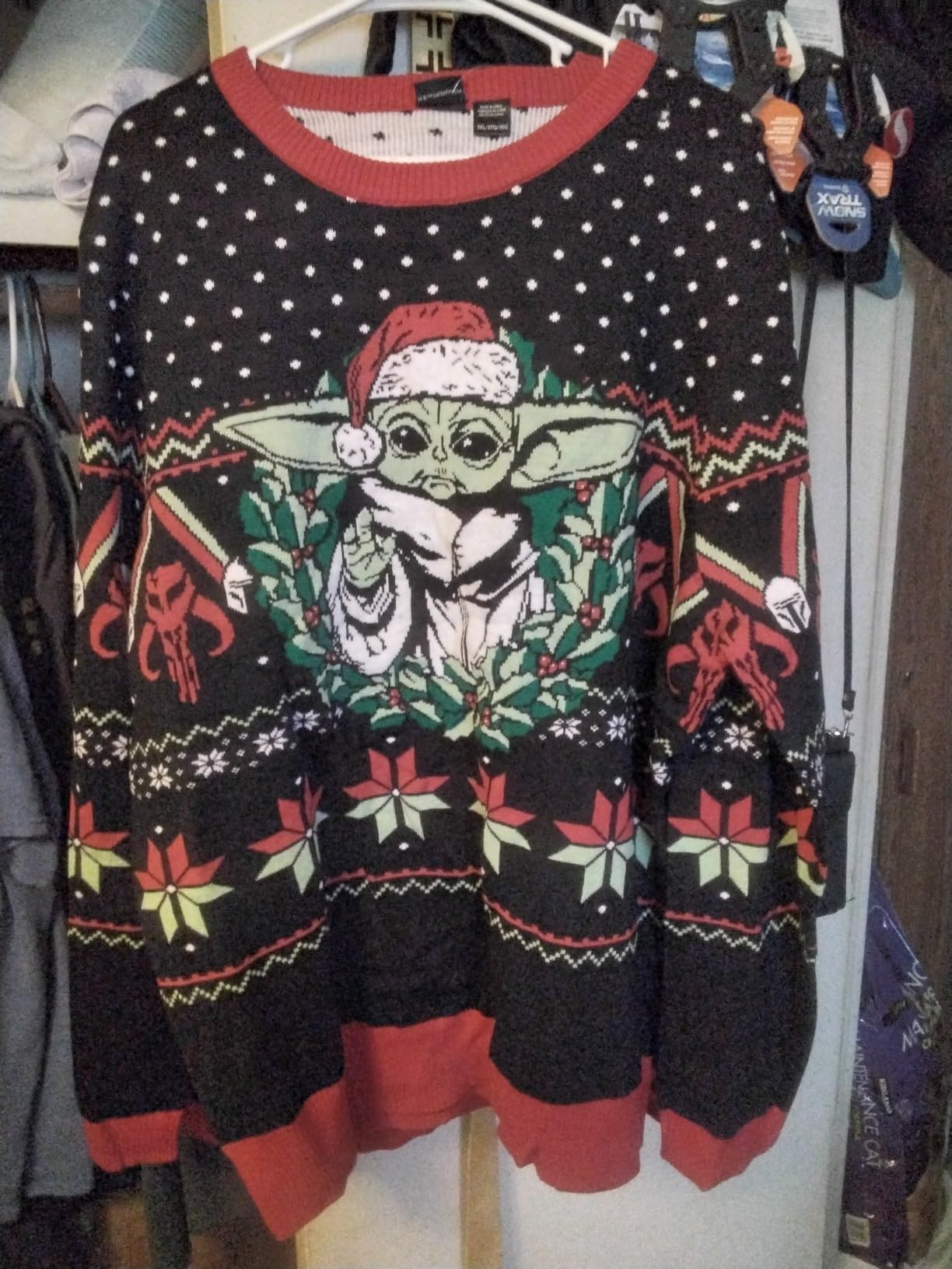 Star Wars The Mandalorian Grogu Wreath Holiday Christmas Sweater Licensed - Customer Photo 2