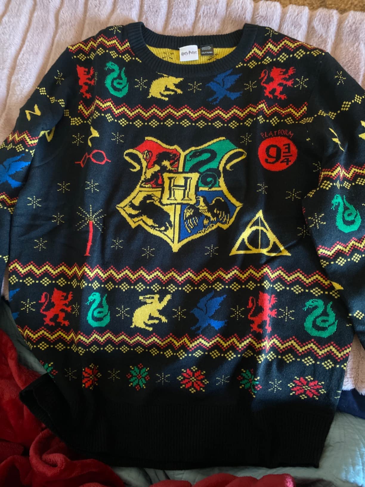 Harry Potter Hogwarts Houses Holiday Christmas Sweater Licensed - Customer Photo 1