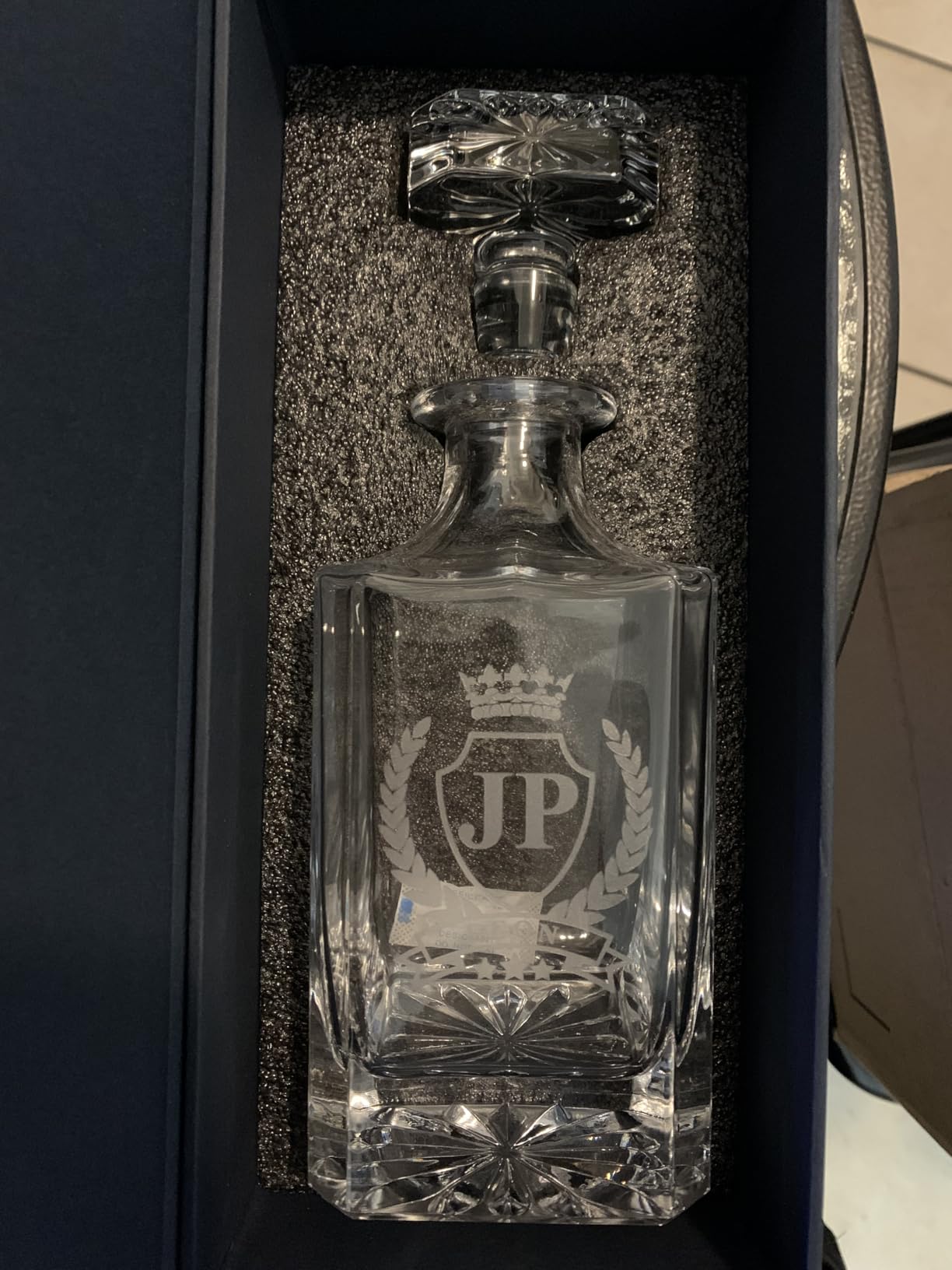 Gifts Inscribed Custom Whiskey Decanter Bottle (750 ml) - Personalized Glass Liquor Decanter Set - Customized Glassware - Engraved Whisky Glassware Gift for Wedding, Groomsman, Anniversary, Birthday Customer Review Gifts Inscribed Custom Whiskey Decanter Bottle (750 ml) - Personalized Glass Liquor Decanter Set - Customized Glassware - Engraved Whisky Glassware Gift for Wedding, Groomsman, Anniversary, Birthday - Customer Photo 2