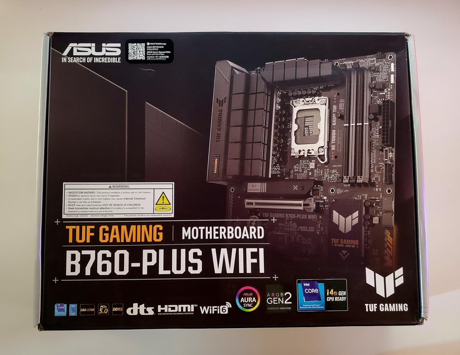 ASUS TUF GAMING B760-PLUS WIFI Intel B760 LGA 1700 ATX motherboard, Ready for 14th, 13th & 12th Gen Intel® Core CPU, 12+1+1 Stages, PCIe 5.0, 3x M.2, DDR5, 2.5G, USB 3.2 Type-C®, Thunderbolt 4™, USB4® - Customer Photo 002