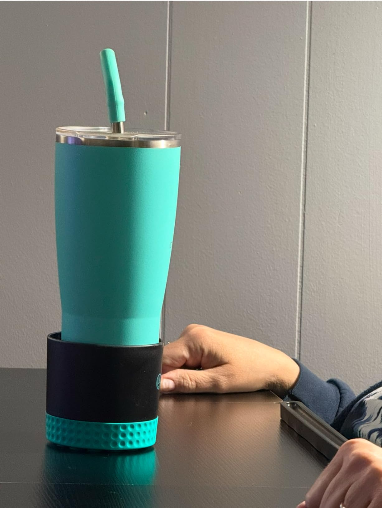 Non-Tipping, Anti-Spill Cup Holder for Boats, Kayaks, SUPs, RVs, Fishing & Camping | Universal 12–30 oz Fit | BPA-Free, Optional SquidDisk Mount Included for Textured Surfaces (Black/Teal) Customer Review Non-Tipping, Anti-Spill Cup Holder for Boats, Kayaks, SUPs, RVs, Fishing & Camping | Universal 12–30 oz Fit | BPA-Free, Optional SquidDisk Mount Included for Textured Surfaces (Black/Teal) - Customer Photo 2