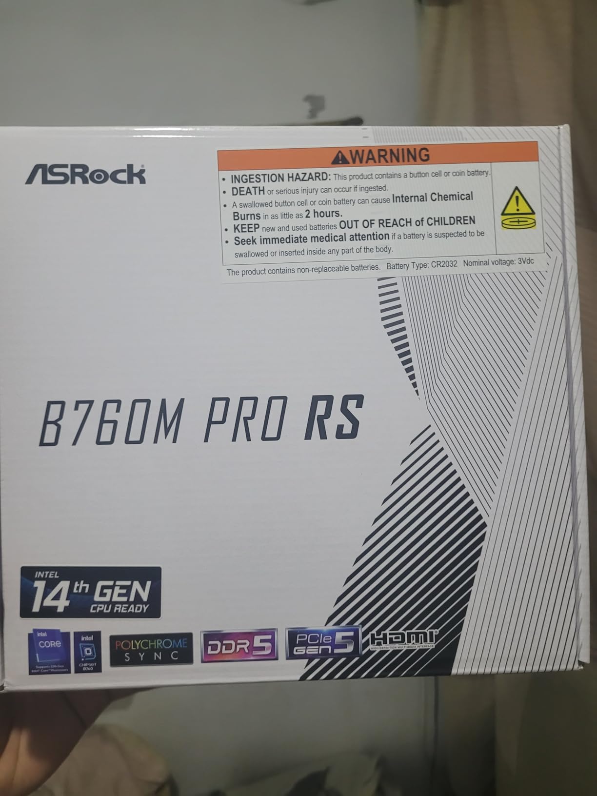 ASRock B760M Pro RS Motherboard DDR5 7200MHz HDMI DisplayPort eDP PCIe Gen5 (Graphics) 14th 13th 12th Gen Intel Core Processors LGA1700 192GB - Customer Photo 002