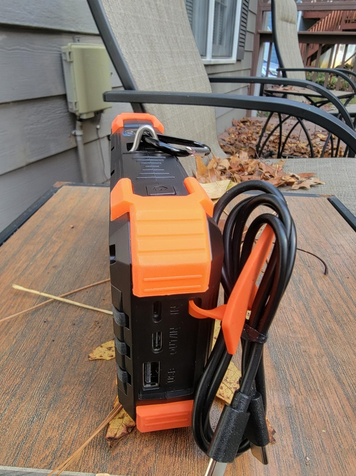 GOODaaa Portable Charger 42800mAh Built in 4 Cables and Thermometer 15W Fast Charging Power Bank Five Outputs Three Inputs Solar Charger Power Bank, SOS/Strobe/Strong Flashlights, Carabiner - Customer Photo 3