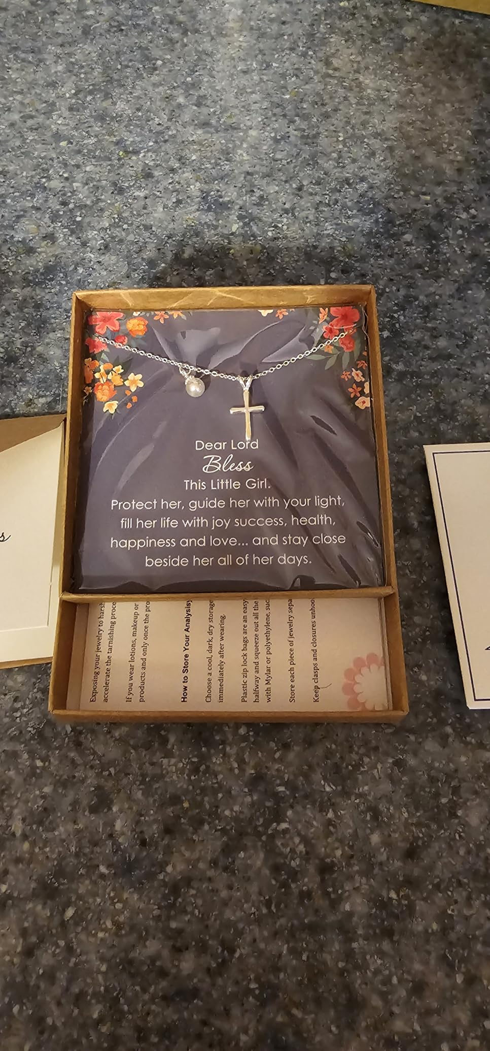 Sterling Silver Cross Necklace for Girls - First Communion, Baptism, Confirmation Gifts for Teenage Girl, Little Girls Jewelry with Pearl, Easter Gifts for Godchild - Customer Photo 2