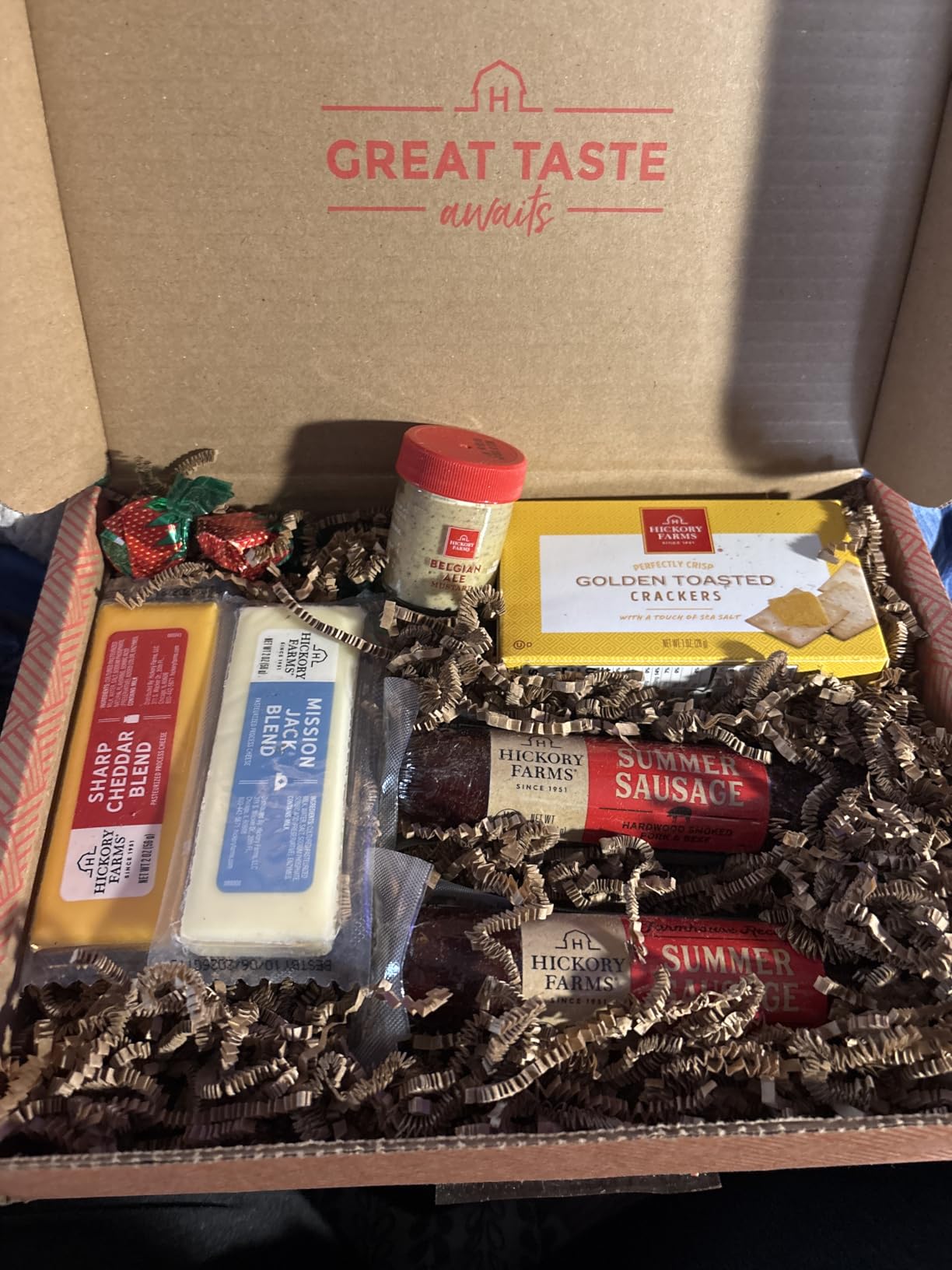 Hickory Farms Farmhouse Meat & Cheese Food Gift Basket (Small) - Box Set | Charcuterie Board Food | Summer Sausage | Father's Day | Mother's Day | Easter | Christmas | Holiday | Housewarming | Gourmet | Sympathy | Care Package Customer Review Hickory Farms Farmhouse Meat & Cheese Food Gift Basket (Small) - Box Set | Charcuterie Board Food | Summer Sausage | Father's Day | Mother's Day | Easter | Christmas | Holiday | Housewarming | Gourmet | Sympathy | Care Package - Customer Photo 1