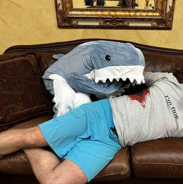 Shark Blanket Hoodie Onesie for Adult & Kid, Wearable Shark Sleeping Bag, Soft Cozy Onesie Costume Customer Review Shark Blanket Hoodie Onesie for Adult & Kid, Wearable Shark Sleeping Bag, Soft Cozy Onesie Costume - Customer Photo 1