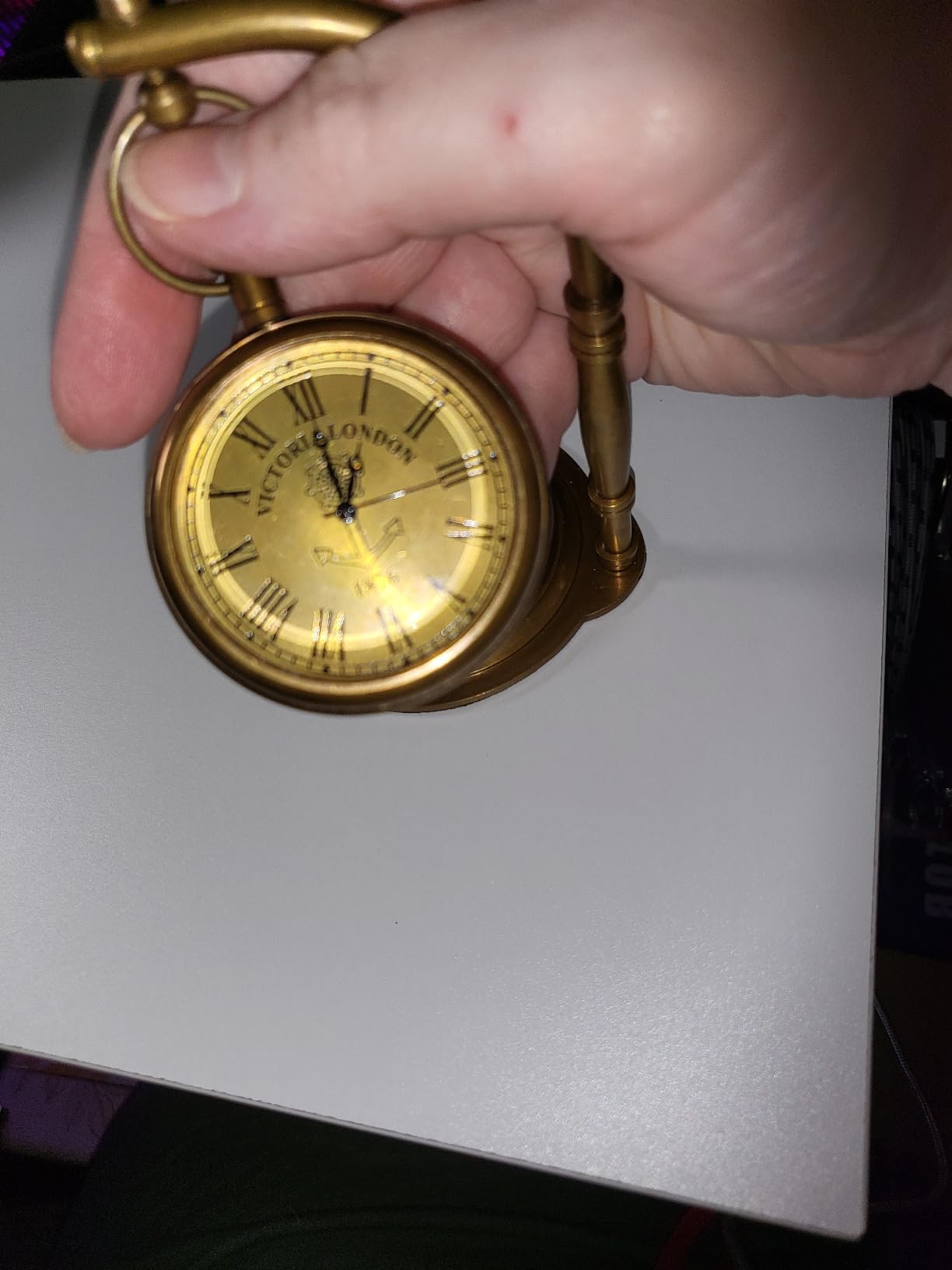 ALADEAN Brass Table Clock with Compass | Romantic Desk Clock - Decorative Vintage Mechanical Clock Lovers Boyfriend/Husband Birthday/Wedding Gifts (Love You) - Customer Photo 2