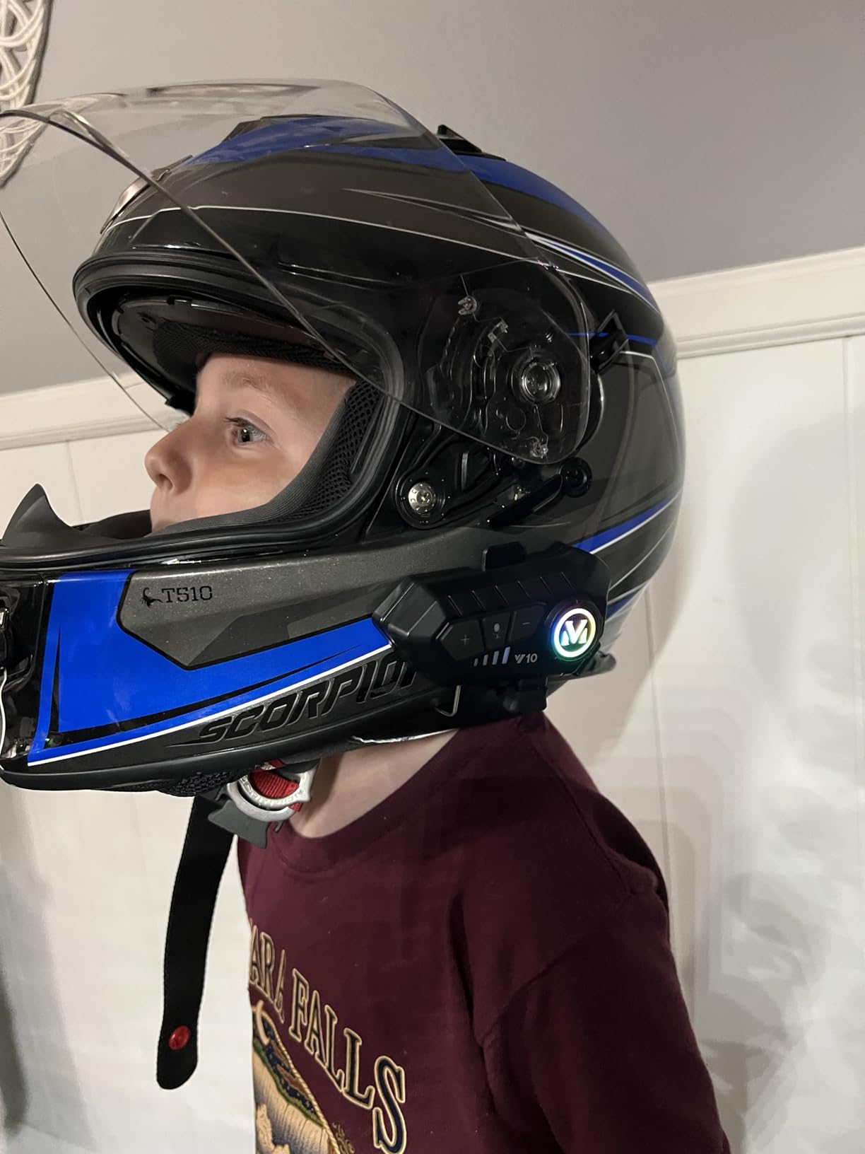 Motorcycle Helmet Bluetooth Headset, Cool RGB Dazzling Lights Motorbike Helmet Speaker Double Noise Cancellation Intercom Communication Systems with IPX6 Waterproof/Strong Bass for Dirt Bike - Customer Photo 1