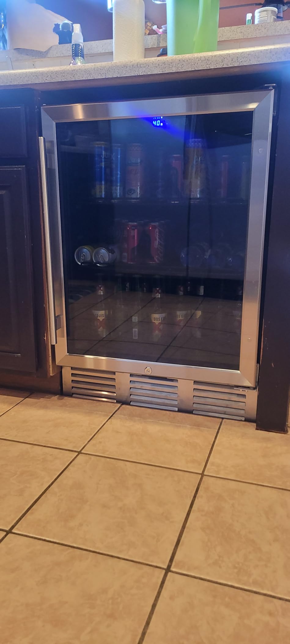 EUHOMY 24 Inch Beverage Refrigerator, 180 Can Built-in Beverage Cooler, Under Counter Beer Fridge with Glass Door for Soda, Water, Wine - For Kitchen, Bar or Office - Customer Photo 001