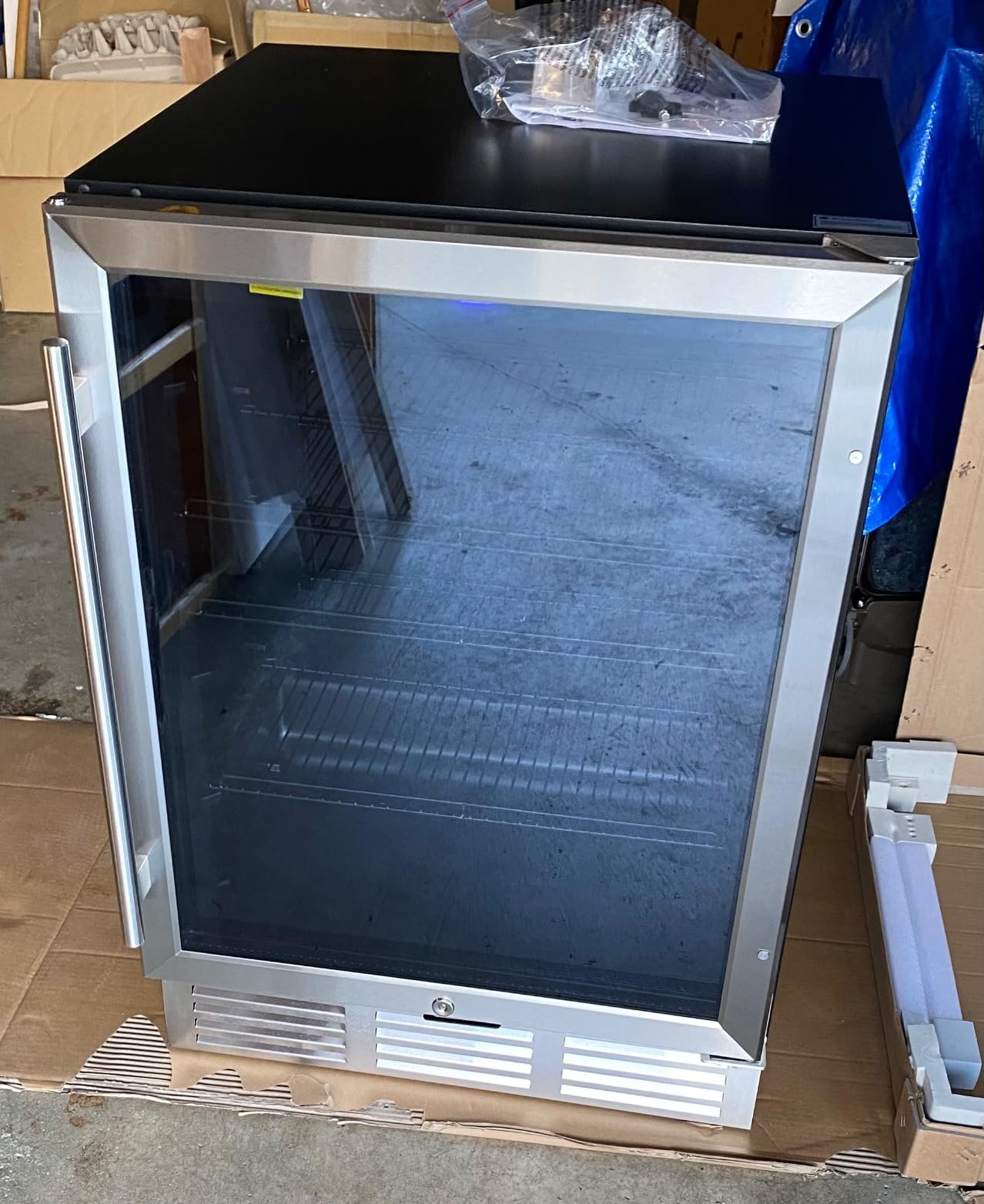 EUHOMY 24 Inch Beverage Refrigerator, 180 Can Built-in Beverage Cooler, Under Counter Beer Fridge with Glass Door for Soda, Water, Wine - For Kitchen, Bar or Office - Customer Photo 002