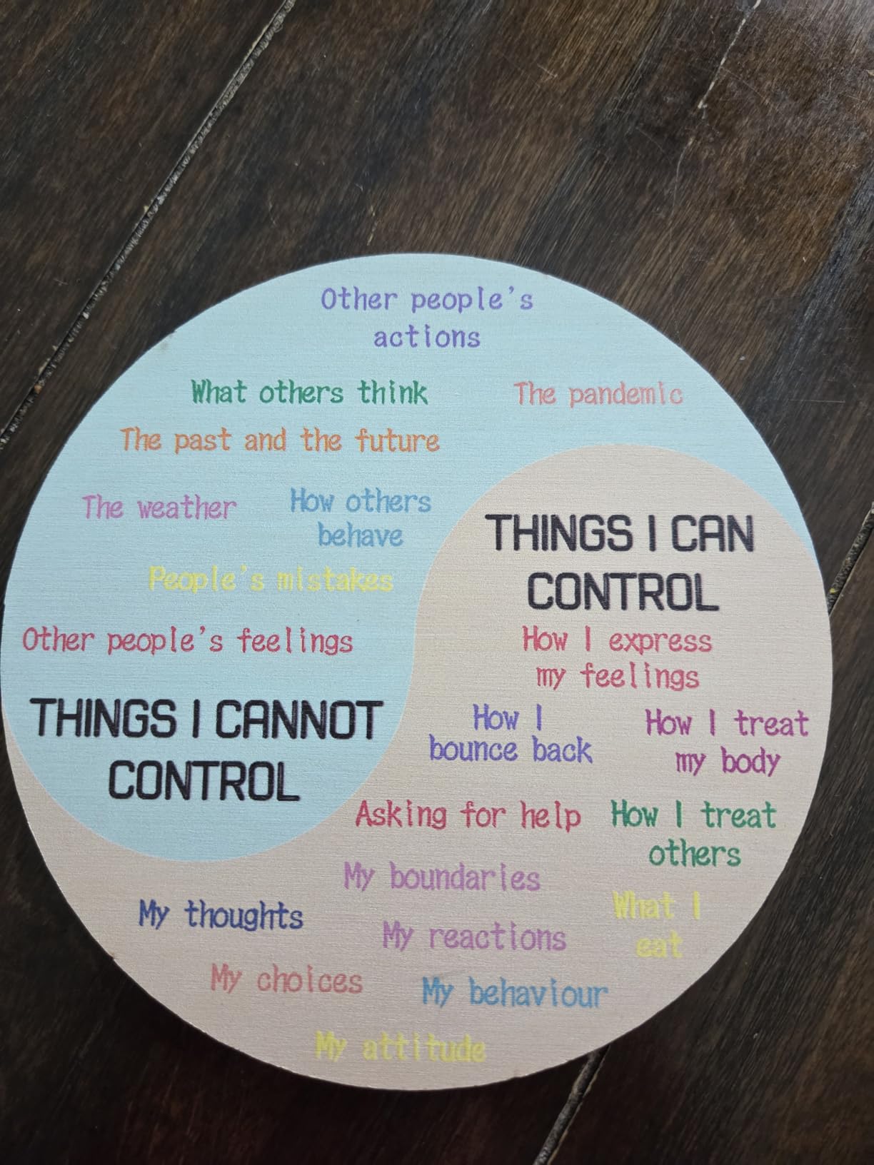 Feelings Wheel Therapy Office Desk Decor - Double Sided Mental Health Emotions Chart with Stand, Therapist Gifts for Home Office Women Man - Customer Photo 1