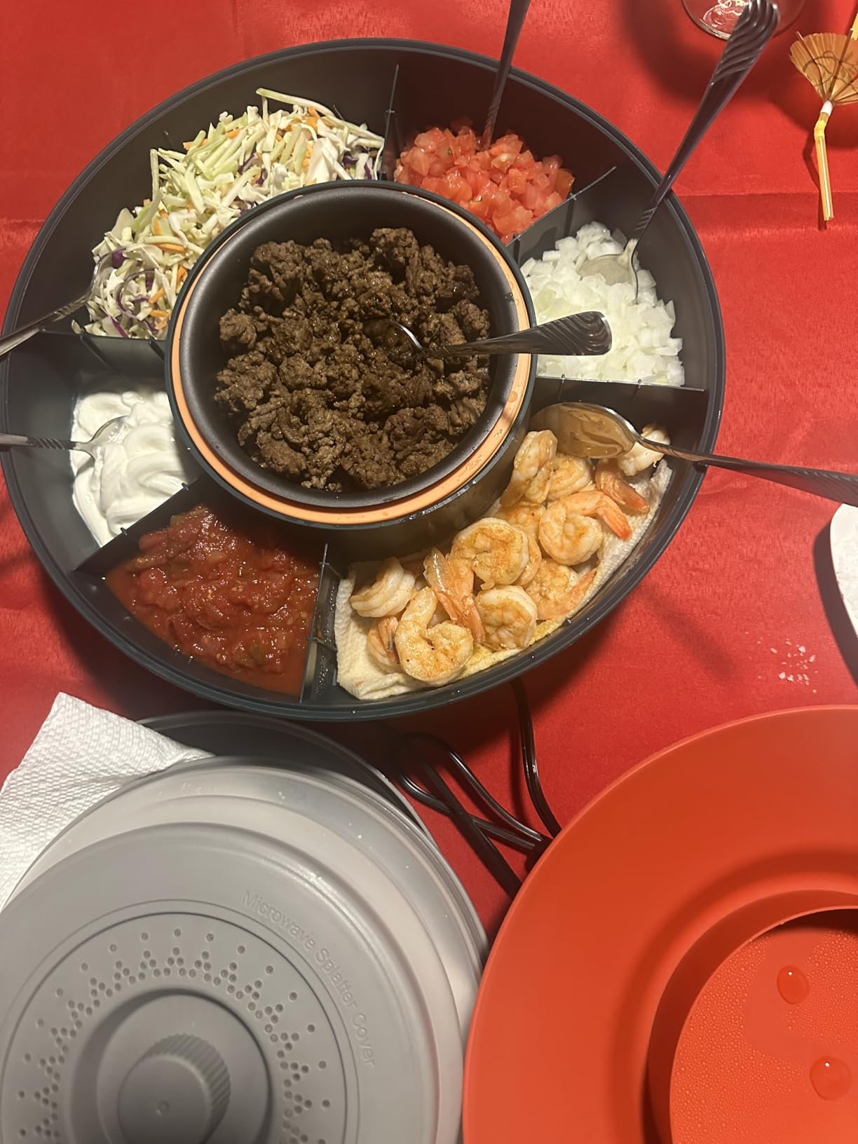 Taco Tuesday Kit - Taco Bar Serving Set for a Party - 30oz Heated Pot, 4 Taco Holders, & Detachable Lazy Susan Tray - Taco Night Fiesta – Unique Couple & Housewarming Gift Set Ideas Customer Review Taco Tuesday Kit - Taco Bar Serving Set for a Party - 30oz Heated Pot, 4 Taco Holders, & Detachable Lazy Susan Tray - Taco Night Fiesta – Unique Couple & Housewarming Gift Set Ideas - Customer Photo 2