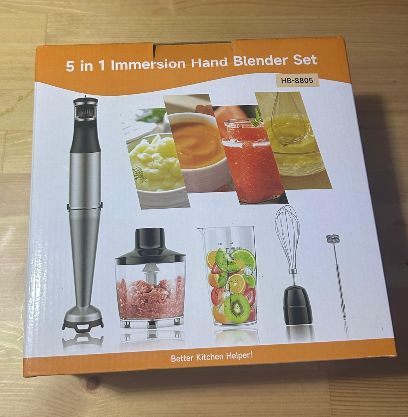 Immersion Blender Handheld Corded Hand Blenders Set 1100W, Trigger Variable Speed 5 in 1 Stick Emulsifier with Chopper, Whisk and Frother for Soup, Baby Food and Smoothies Customer Review Immersion Blender Handheld Corded Hand Blenders Set 1100W, Trigger Variable Speed 5 in 1 Stick Emulsifier with Chopper, Whisk and Frother for Soup, Baby Food and Smoothies - Customer Photo 1