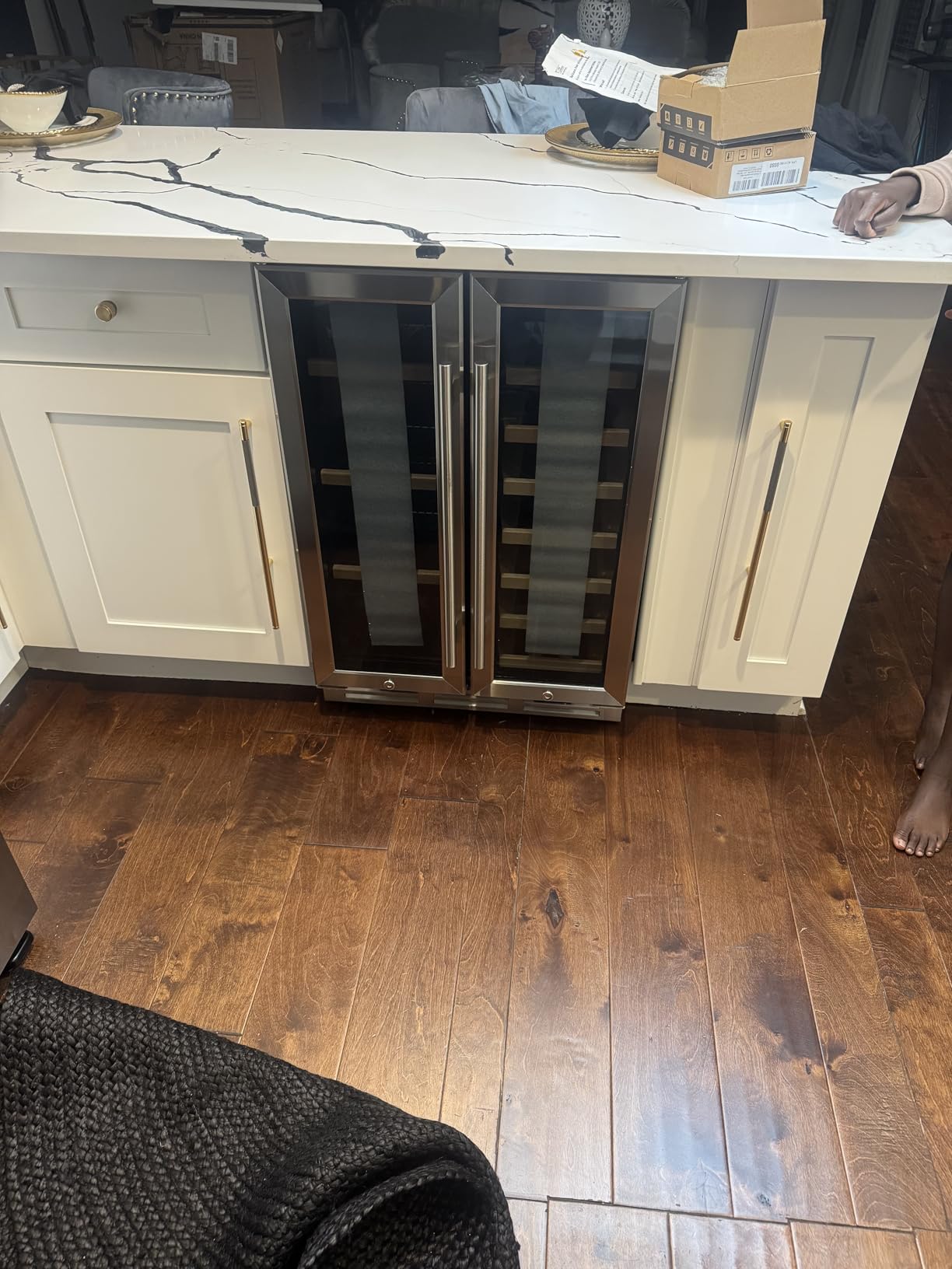 15'' Beverage Refrigerator Cooler - 126 Cans Under Counter Beverage Fridge with LED Light, Built-in Design, Wine Cooler for Home/Kitchen - Customer Photo 001