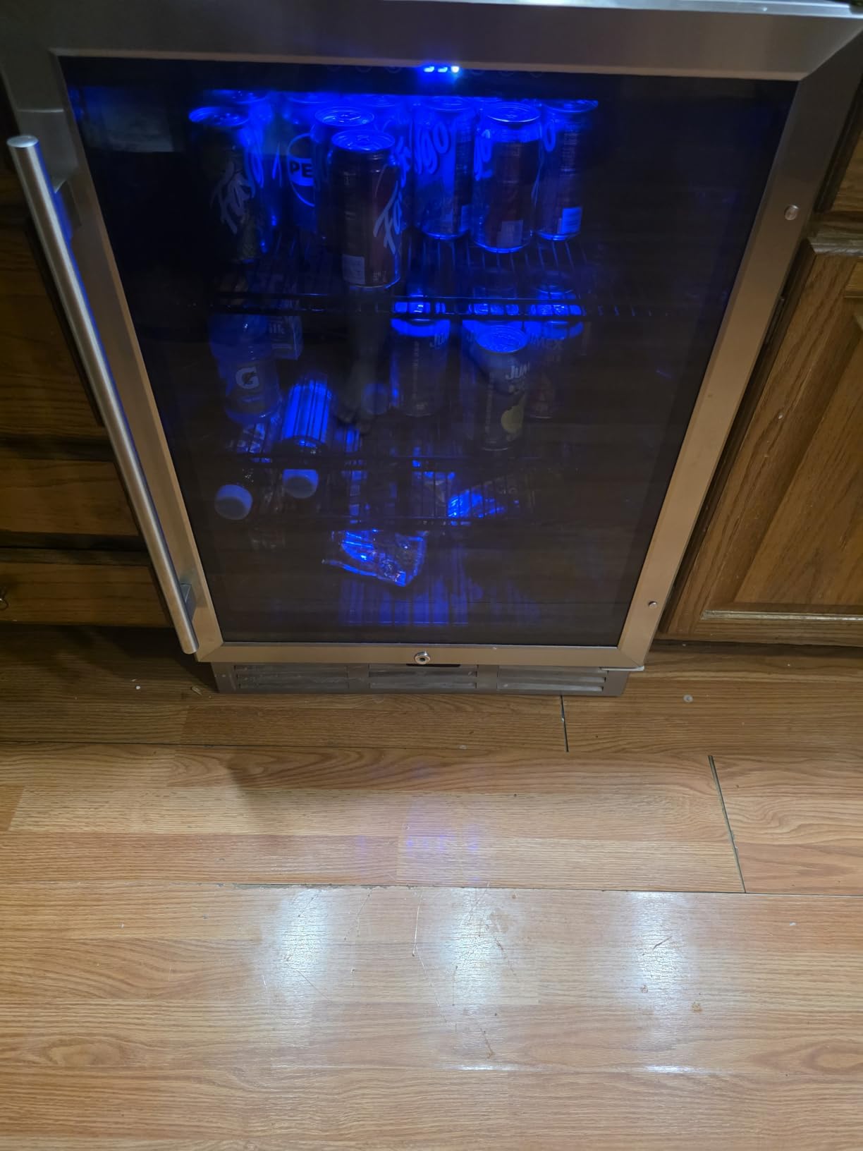 15'' Beverage Refrigerator Cooler - 126 Cans Under Counter Beverage Fridge with LED Light, Built-in Design, Wine Cooler for Home/Kitchen - Customer Photo 003