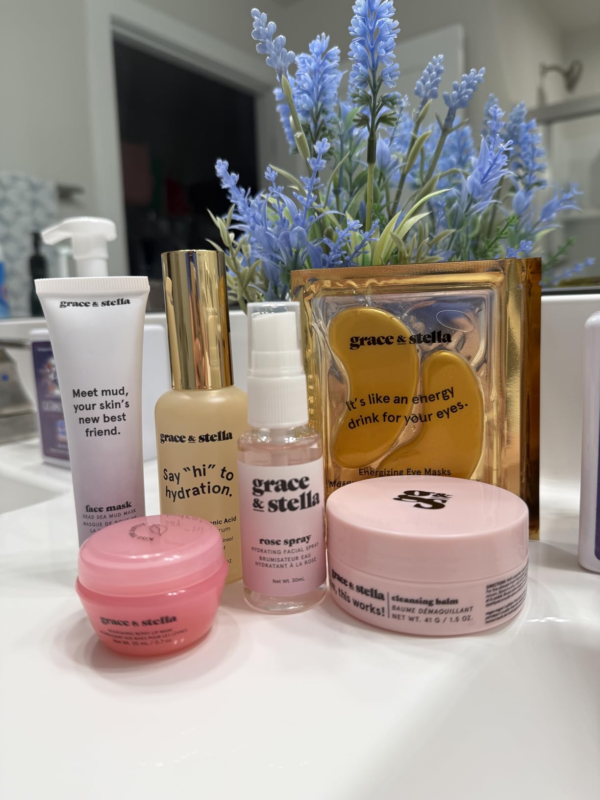 grace & stella Award Winning Skin Care Set - Stocking Stuffers for Girls, Birthday Gifts for Her, Travel Size Toiletries with Eye Masks, Hyaluronic Acid Serum, Lip Balm & More, Gift Baskets for Women - Customer Photo 2