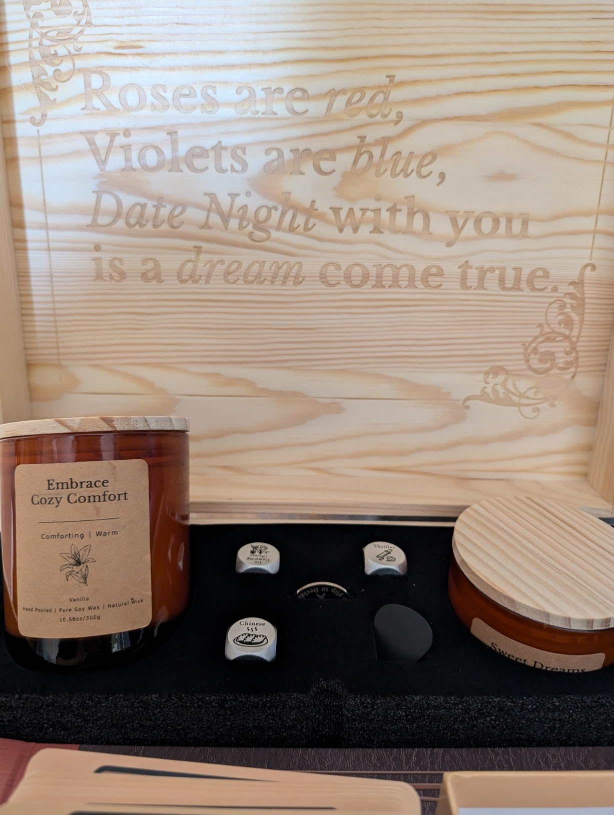Christmas Date Night Adventure Box - Gifts for Her, Him, Scratch-Off Date Ideas, Anniversary or Birthday Gifts for Girlfriend, Boyfriend, Vanilla and Lavender Candles, Decision Coin & Dice - Customer Photo 2