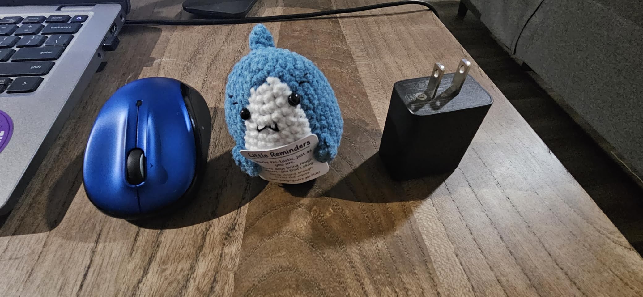 Positive Animals Crochet Shark Gift – Mini Emotional Shark Plush with Support Message, for Coworker or Friend, Christmas Secret Santa Gift for Women Men - Customer Photo 1