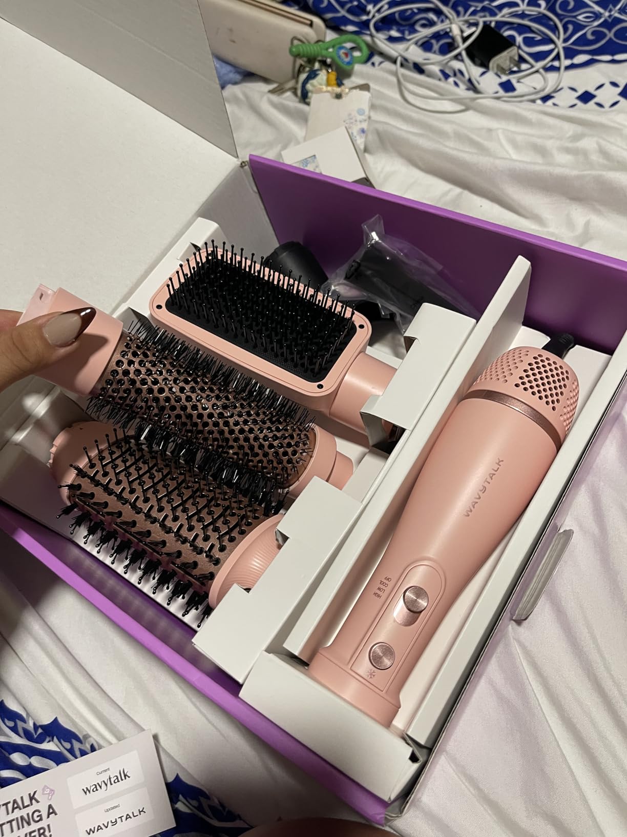 Blow Dryer Brush Set, Wavytalk Air Sculpt 5-in-1 Hot Air Brush Set, Multi Hair Styler for Salon Blowouts, Smooth Curls, Volumizing and Straightening, Sleek and Less Frizz, Pink Customer Review Blow Dryer Brush Set, Wavytalk Air Sculpt 5-in-1 Hot Air Brush Set, Multi Hair Styler for Salon Blowouts, Smooth Curls, Volumizing and Straightening, Sleek and Less Frizz, Pink - Customer Photo 2
