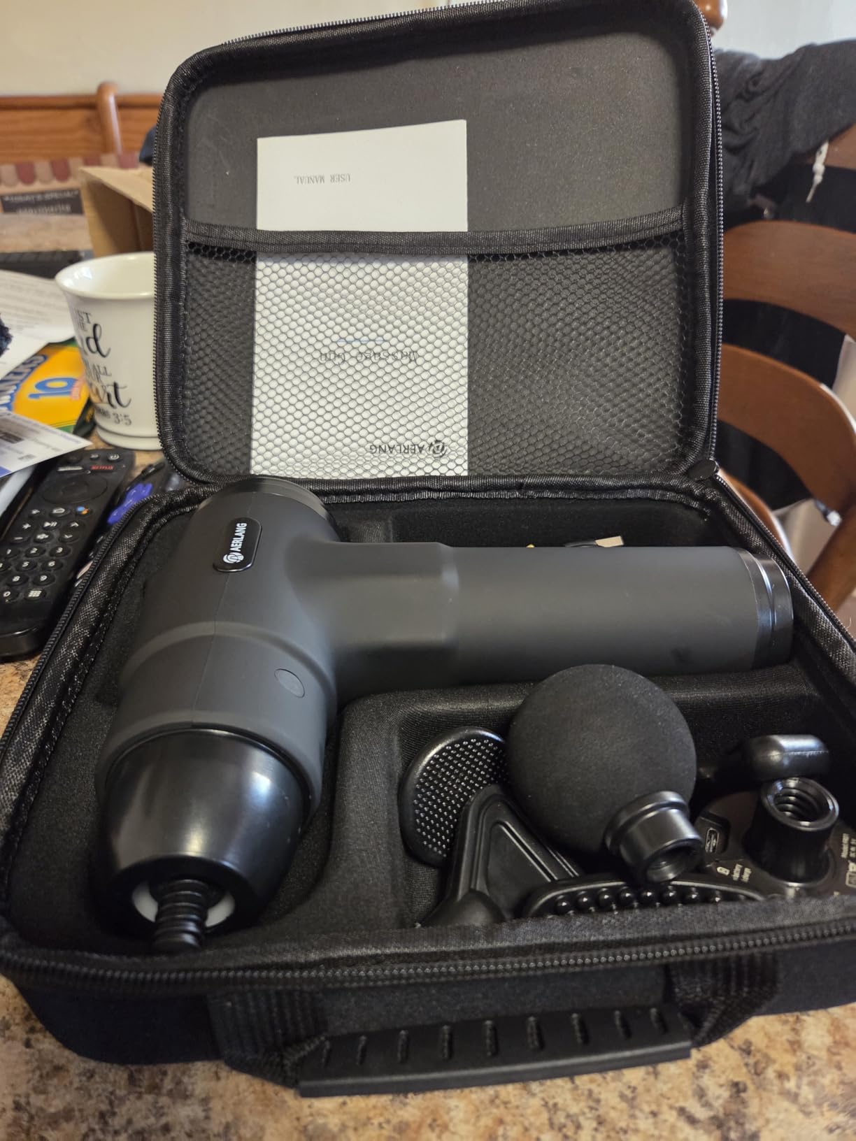 AERLANG Massage Gun with Heat Deep Tissue Back Massager Neck Massager for Pain Relief,Muscle Percussion Massage Gun, Birthday Gifts for Men Women Dad him Handheld Message Gun with 7Heads&Silent - Customer Photo 4