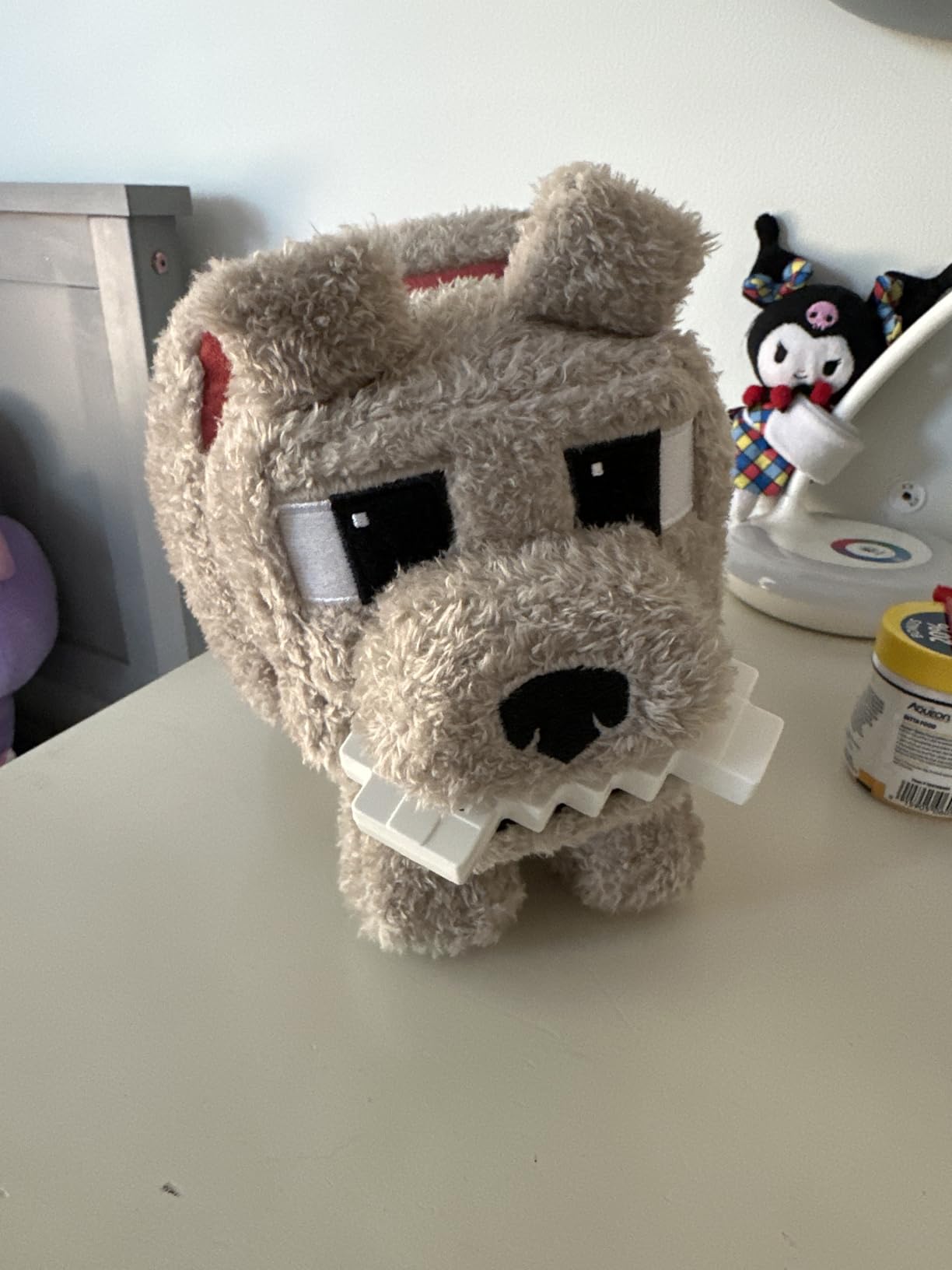 Mattel Minecraft Dennis The Wolf Plush Toy with Feeding Action & Sound, Food Mode Stuffed Animal Inspired by A Minecraft Movie Customer Review Mattel Minecraft Dennis The Wolf Plush Toy with Feeding Action & Sound, Food Mode Stuffed Animal Inspired by A Minecraft Movie - Customer Photo 1
