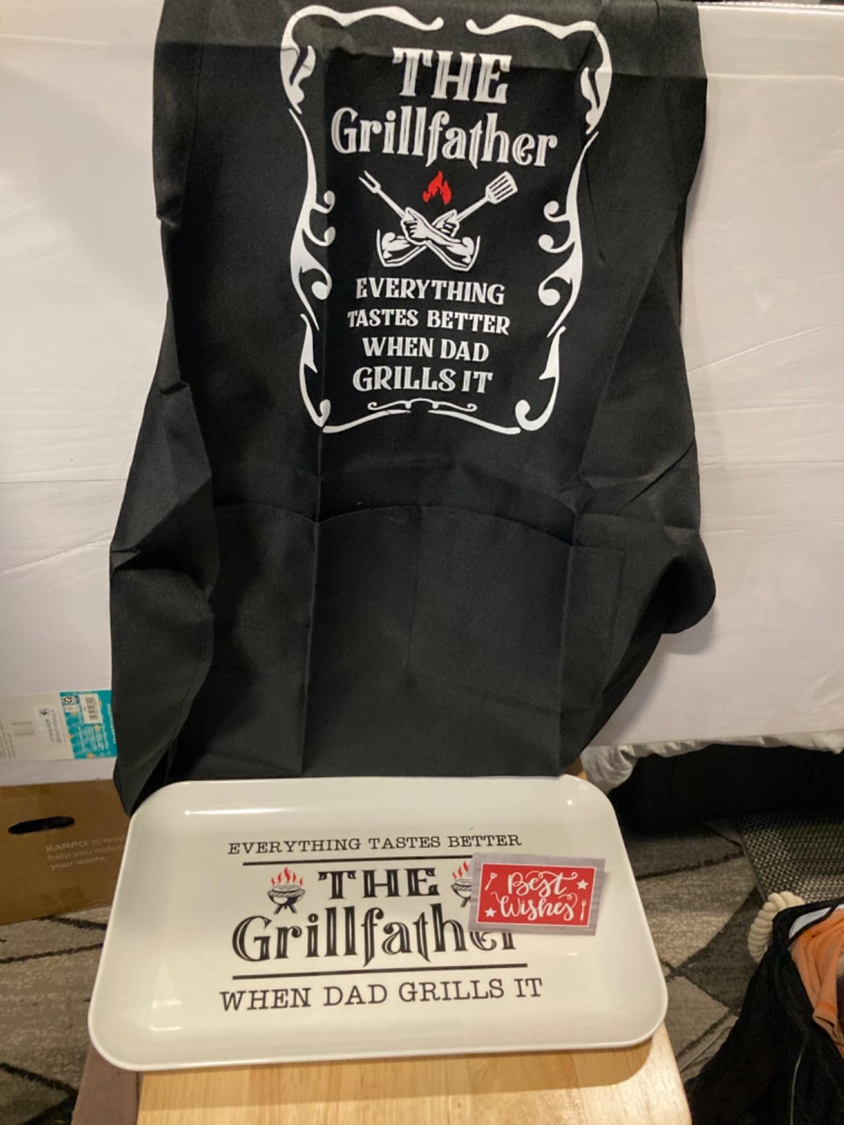 Gifts for Grandpa, Grandpa Birthday Gifts Personalized Grilling Platter Apron Gift for Grandpa from Grandkids, Great Grandpa Christmas Gift Fathers Day Funny Grandpa Grilling Plate BBQ Serving Tray - Customer Photo 1