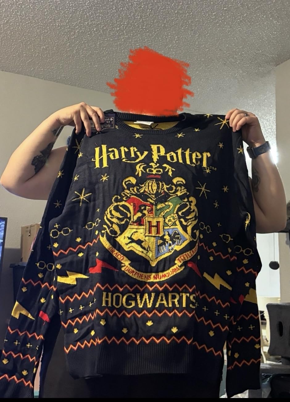 Harry Potter Gifts Ugly Christmas Sweater Men, Teens, Knit Long Sleeve Hogwarts Christmas Sweatshirt Sweater Pullover - Customer Photo 1