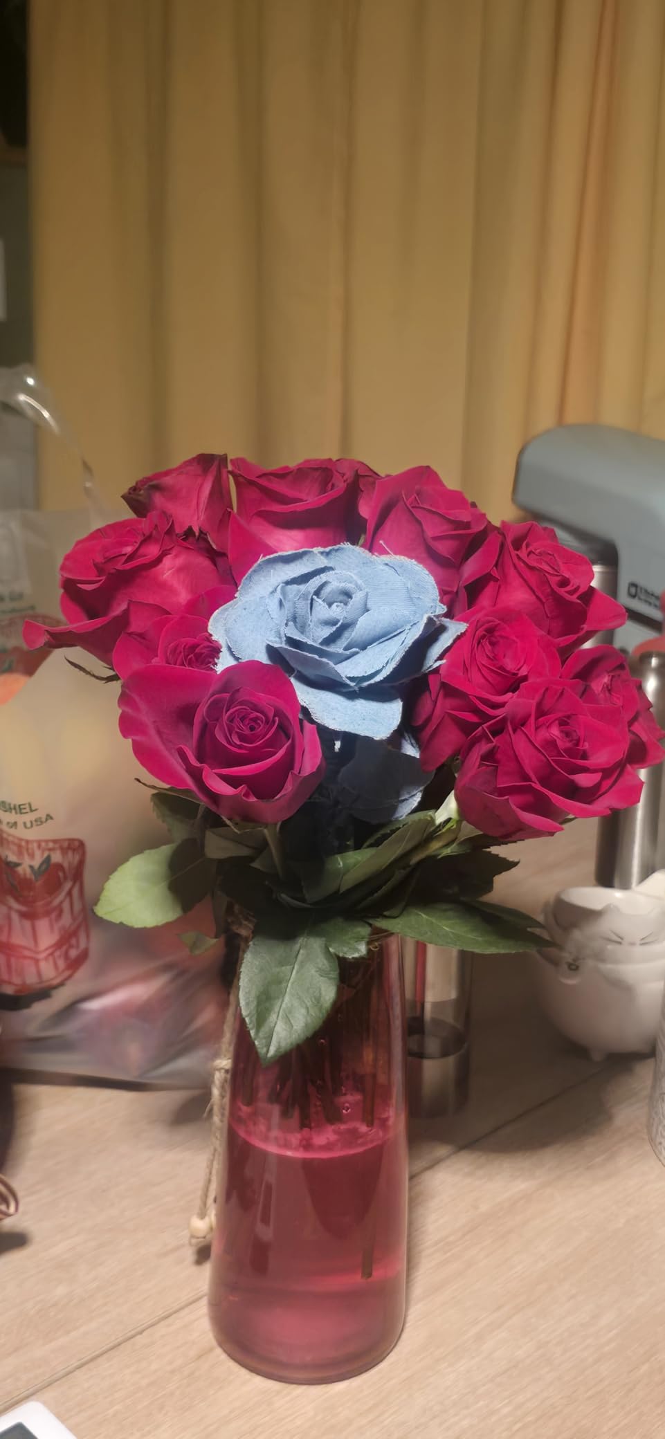 Camellia Bees Cotton Rose, Handmade Denim Flower Gift for Wife, Husband, Couple, 2nd 2 Year Anniversary Cotton Gifts (Ice Blue) Customer Review Camellia Bees Cotton Rose, Handmade Denim Flower Gift for Wife, Husband, Couple, 2nd 2 Year Anniversary Cotton Gifts (Ice Blue) - Customer Photo 1
