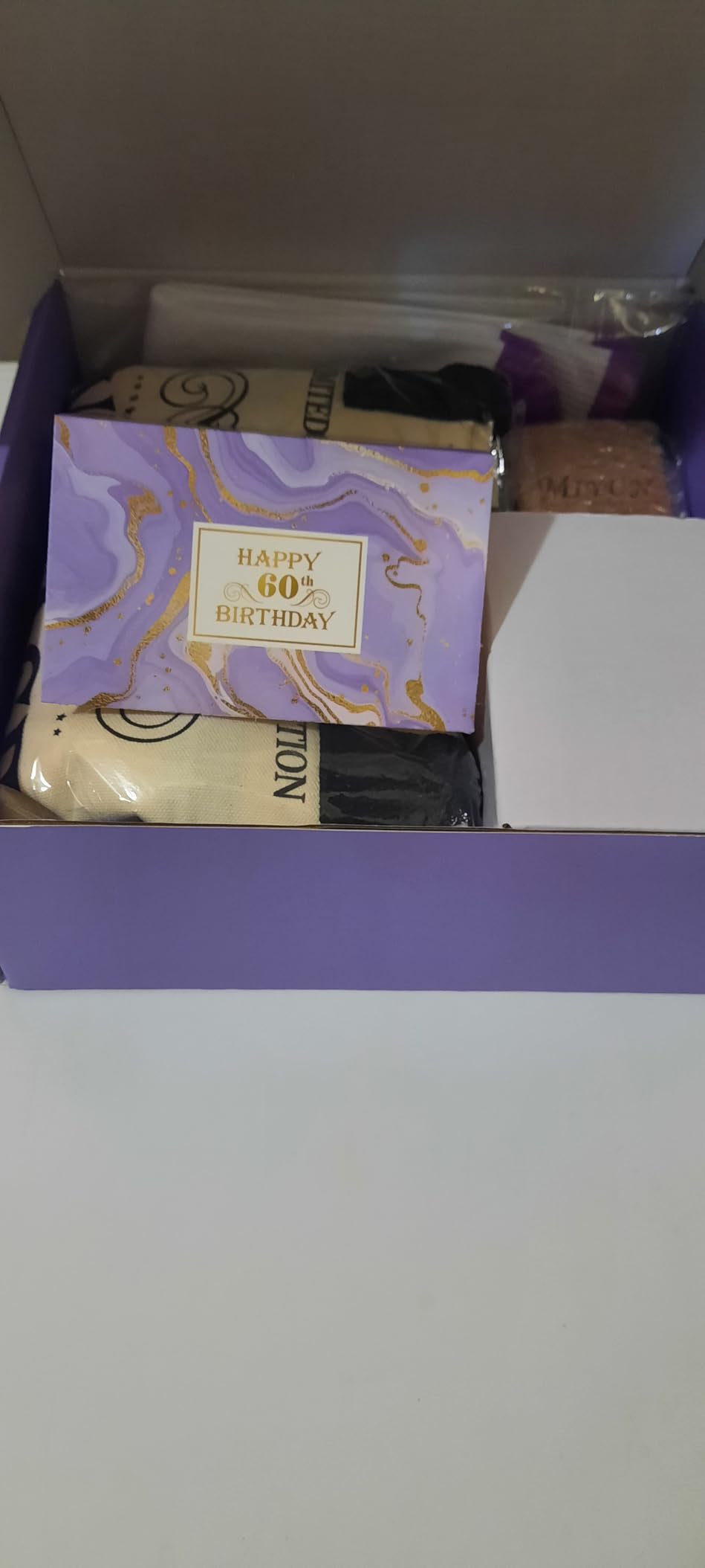 Patelai 8 Pcs 60th Birthday Gifts for Women Include 60th Birthday Tote Bag with Makeup Bag Vintage 1965 Tumbler Cup Socks Bracelet Keychain Christmas Gifts Box for Mom Wife Grandma Sister Friends Aunt - Customer Photo 1