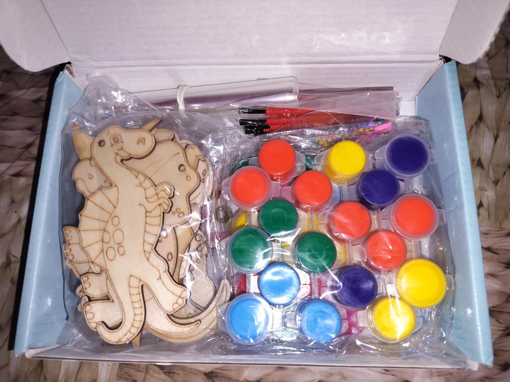 24 Pack Dinosaur Party Favors Painting Toys – Kids Birthday Goodie Bag Filler Pinata Stuffers Classroom Prizes Exchange Gifts, Dinos Wood Keychain Paint Kits Arts and Crafts for Kids Girls Boys - Customer Photo 1