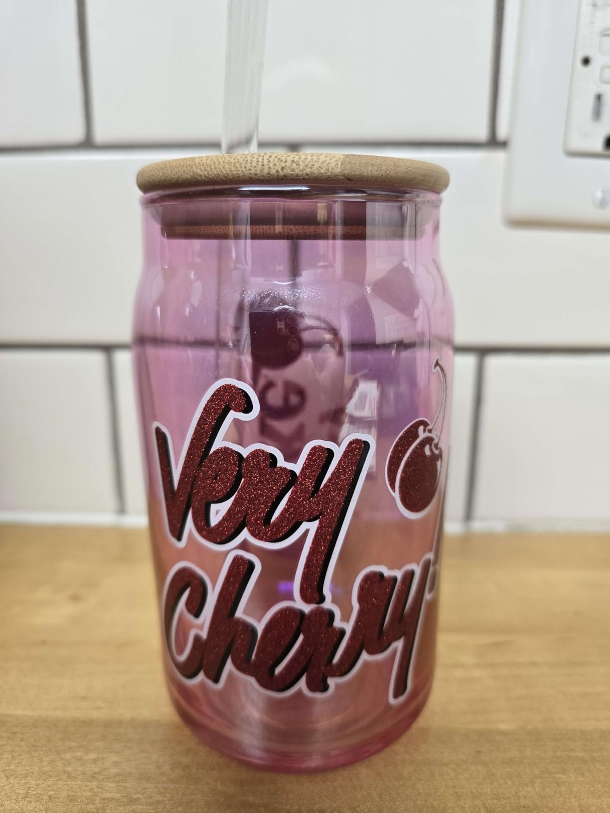 Silver Buffalo Coca-Cola Diet Coke Glass Jar Tumbler with Bamboo Lid and Plastic Straw, 16 Ounces Customer Review Silver Buffalo Coca-Cola Diet Coke Glass Jar Tumbler with Bamboo Lid and Plastic Straw, 16 Ounces - Customer Photo 1