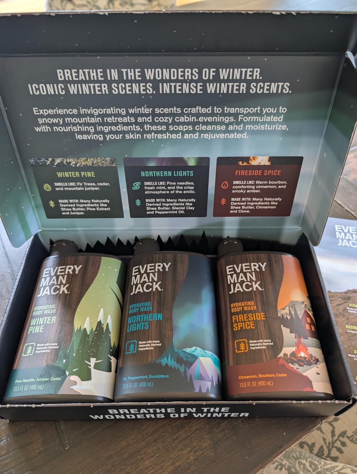 Every Man Jack Mens Body Wash Gift Set - 3 Invigorating Winter Scents - Deeply Cleans, Hydrates with Naturally Derived Ingredients - 13.5 oz (3 pack) Customer Review Every Man Jack Mens Body Wash Gift Set - 3 Invigorating Winter Scents - Deeply Cleans, Hydrates with Naturally Derived Ingredients - 13.5 oz (3 pack) - Customer Photo 2