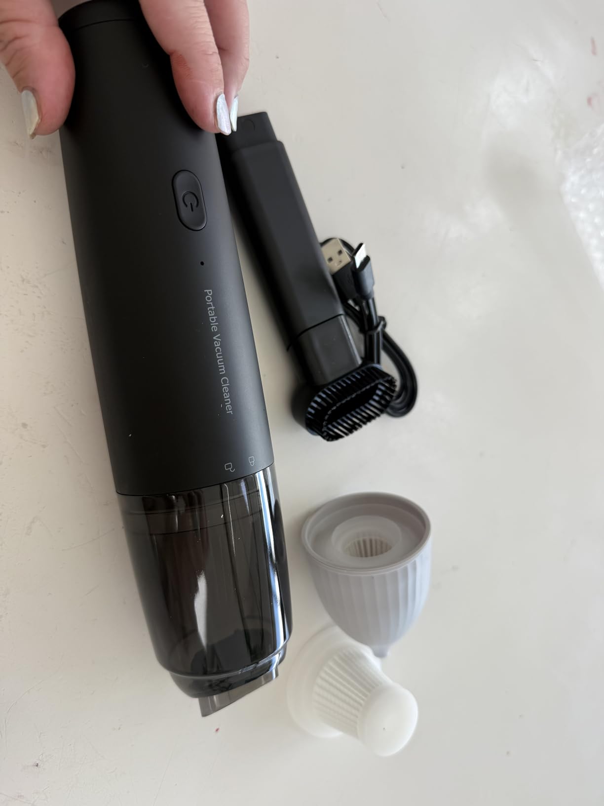 Handheld Vacuum Cordless, Car Vacuum Cleaner Portable with HEPA Filter, 2 Suction Modes, Mini Hand Held Vacuum Rechargeable for Car, Home, Pet Hair, Office, Desk, Keyboards (Black) Customer Review Handheld Vacuum Cordless, Car Vacuum Cleaner Portable with HEPA Filter, 2 Suction Modes, Mini Hand Held Vacuum Rechargeable for Car, Home, Pet Hair, Office, Desk, Keyboards (Black) - Customer Photo 1
