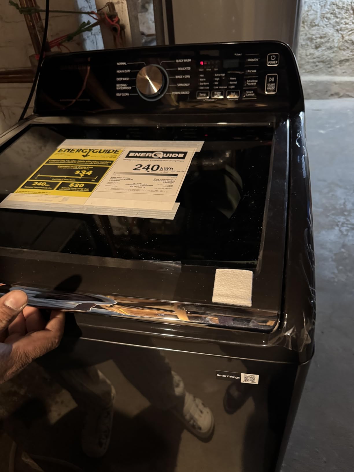Samsung Smart 4.7 Cu Ft Top Load Washer & 7.4 Cu Ft Electric Dryer, Sensor Stops Overdrying, Low Vibration Quiet Wash, WaterJet w/Power Cords, Hoses, Vent Duct, 1 Year CPS Protection Bundle (Black) - Customer Photo 002