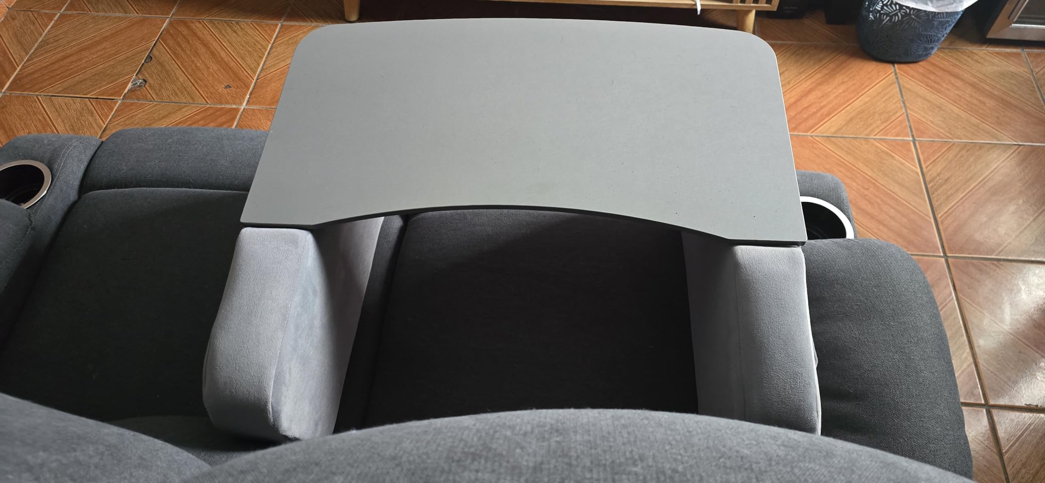 Reading Pillow for Gaming with Ergonomic Arm Rests, Wooden Lap Desk for Laptop, Support Pillow with Side Pockets for Reading, Writing, Working, Gaming on Bed, Couch or Floor Customer Review Reading Pillow for Gaming with Ergonomic Arm Rests, Wooden Lap Desk for Laptop, Support Pillow with Side Pockets for Reading, Writing, Working, Gaming on Bed, Couch or Floor - Customer Photo 2