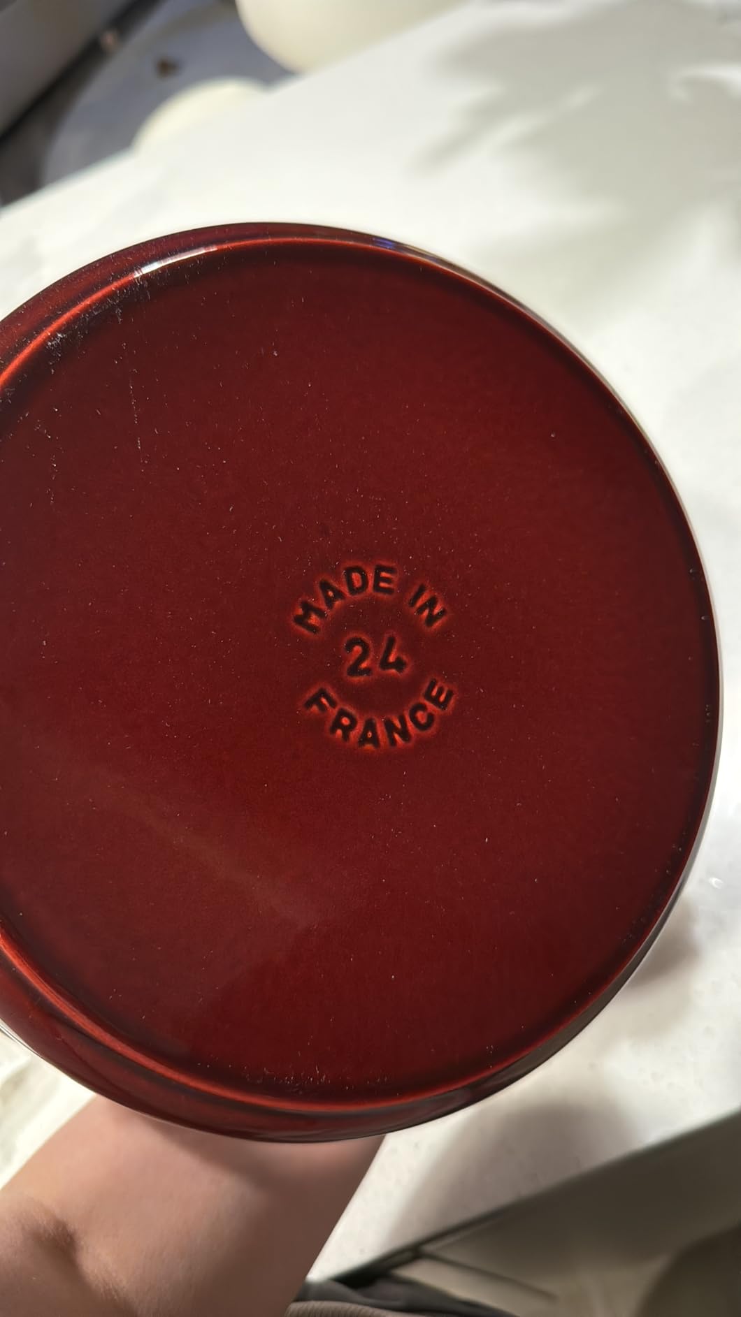 Staub Cast Iron Round Cocotte, Dutch Oven, 7-quart, Made in France, Cherry Customer Review Staub Cast Iron Round Cocotte, Dutch Oven, 7-quart, Made in France, Cherry - Customer Photo 1