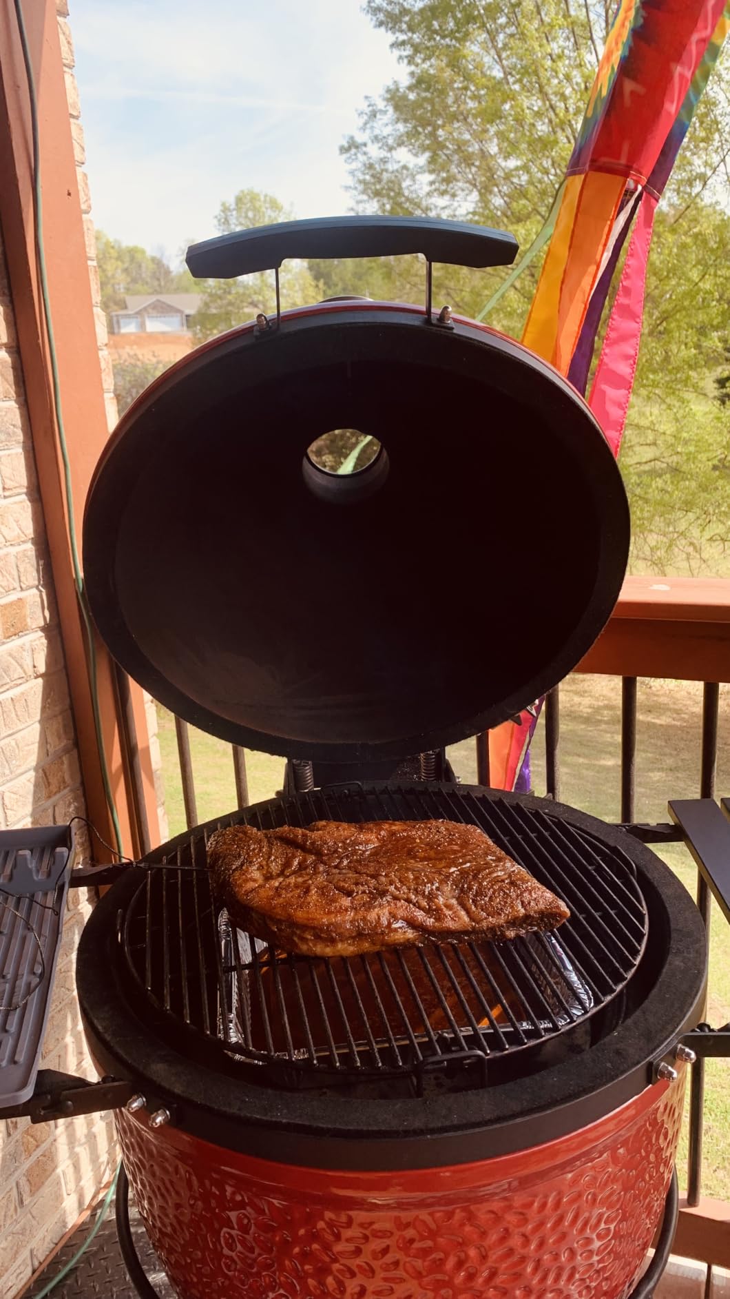 Kamado Joe Classic Joe Series II 18-inch Ceramic Charcoal Grill and Smoker with Cart, Side Shelves, Stainless Steel Grates and 250 Cooking Square Inches in Red, Model KJ-23RHC - Customer Photo 1