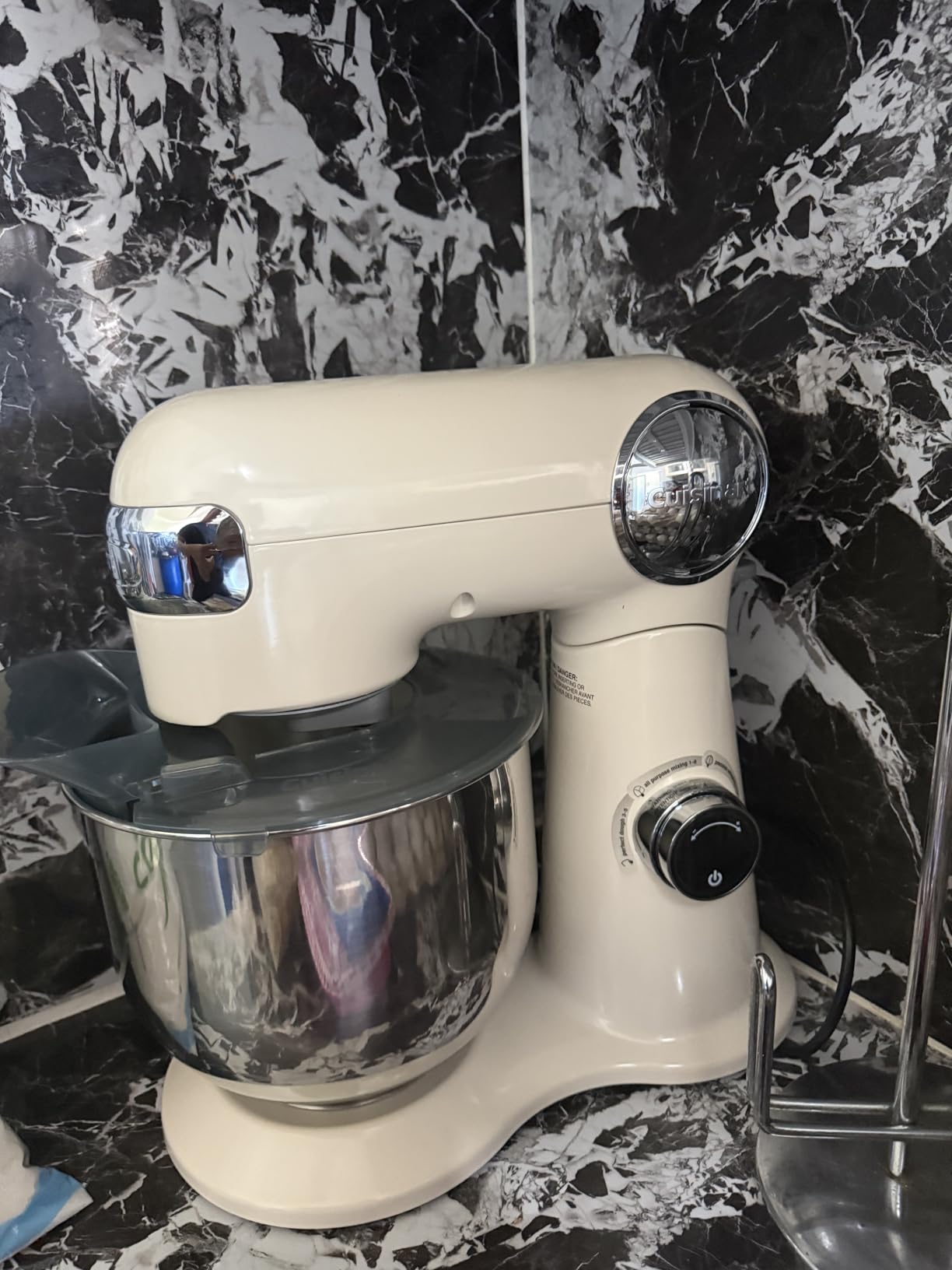 Cuisinart Stand Mixer, 12 Speeds, 5.5-Quart Mixing Bowl, Chef's Whisk, Flat Mixing Paddle, Dough Hook, and Splash Guard with Pour Spout, Silver Lining, SM-50BC, Silver Lining Customer Review Cuisinart Stand Mixer, 12 Speeds, 5.5-Quart Mixing Bowl, Chef's Whisk, Flat Mixing Paddle, Dough Hook, and Splash Guard with Pour Spout, Silver Lining, SM-50BC, Silver Lining - Customer Photo 1