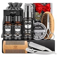 Isner Mile Beard Grooming Kit for Men Care: with Beard Wash - Oil - Balm - Brush - Comb & Straight Razor, Mens Birthday Christmas Stocking Stuffers Valentines Day Gifts for Him Boyfriend Dad Husband - Customer Photo 2