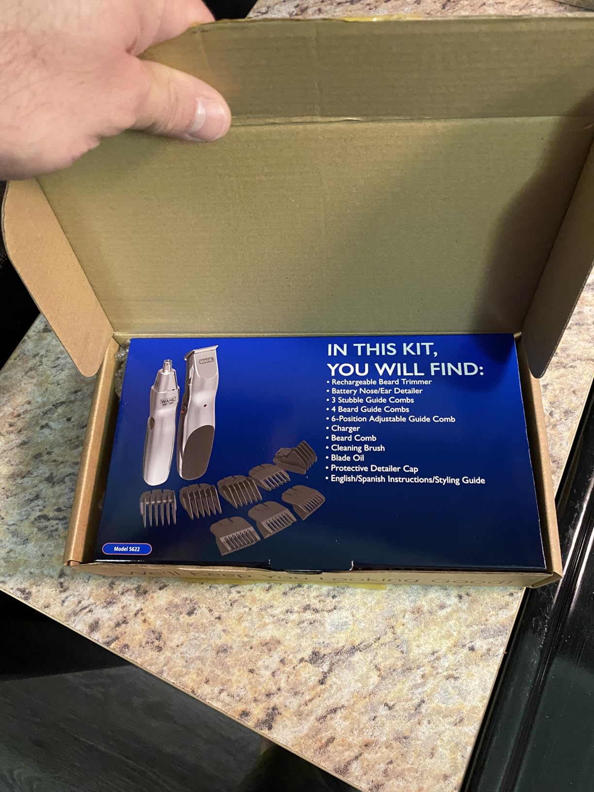 Wahl Groomsman Rechargeable Beard Trimmer kit for Mustaches, Nose Hair, and Light Detailing and Grooming with Bonus Wet/Dry Battery Nose Trimmer - Model 5622v - Customer Photo 1